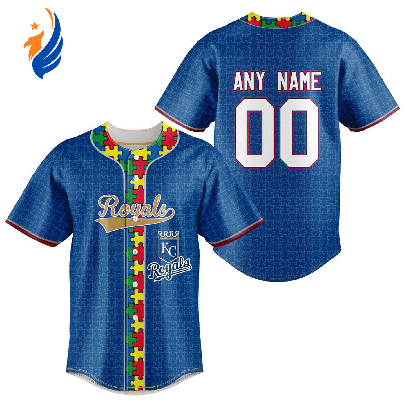 MLB Kansas City Royals Specialized Baseball Jersey Fearless Aganst Autism Gift for Men Women - Bafud baseball jersey product view 1
