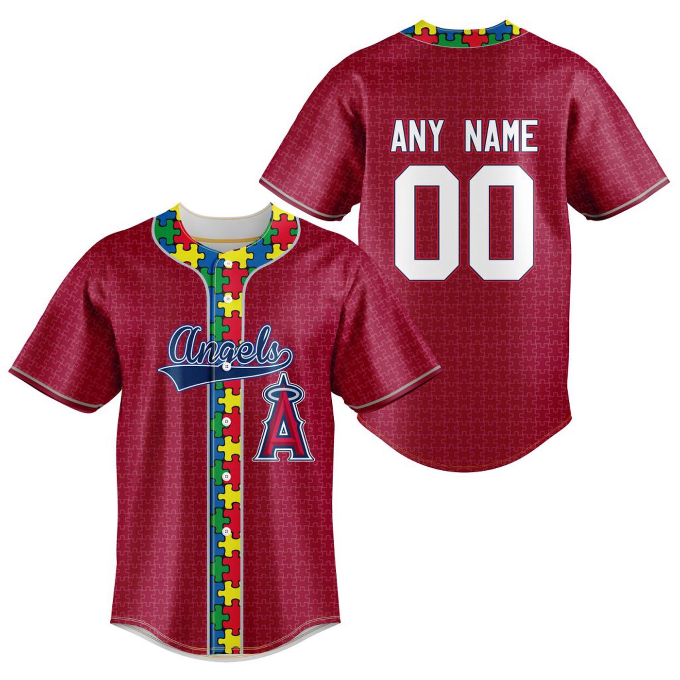 MLB Los Angeles Angels Of Anaheim Specialized Baseball Jersey Fearless Aganst Autism Gift for Men Women - Bafud baseball jersey product view 2