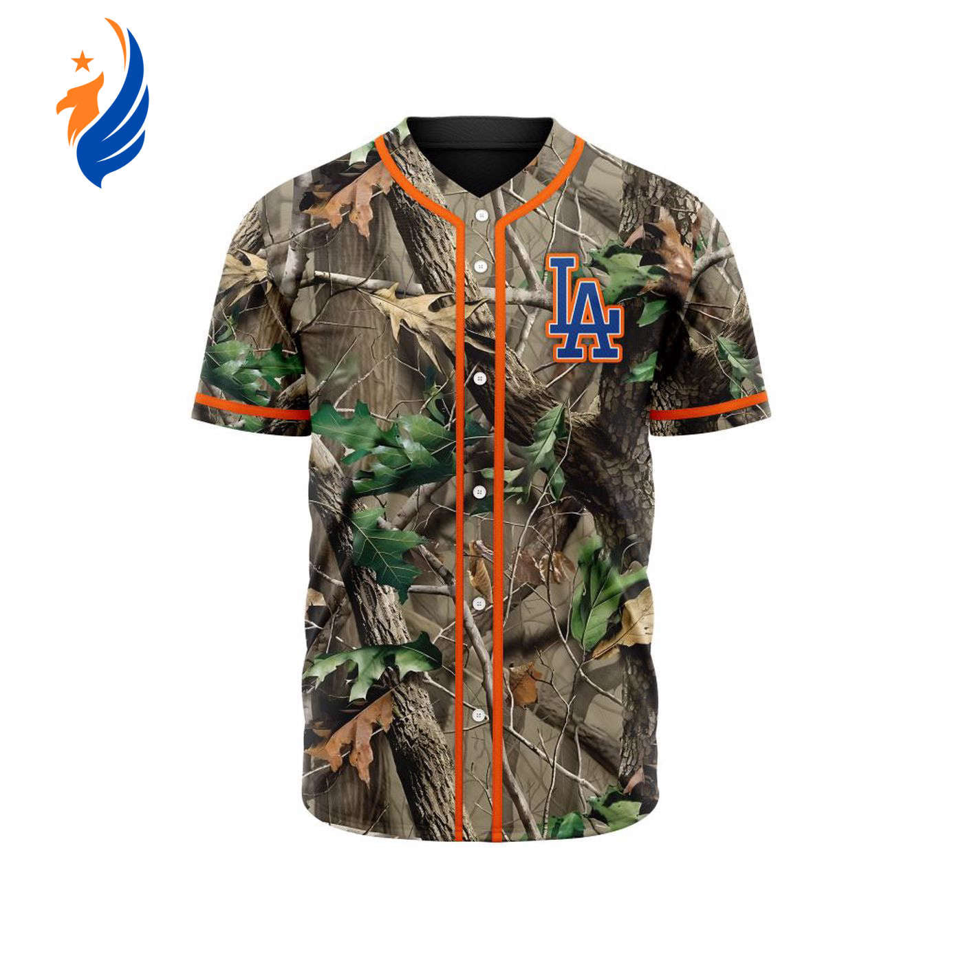 MLB Los Angeles Dodgers Special Realtree Camo Hunting Baseball Jersey Gift for Men Women - Bafud baseball jersey product view 1