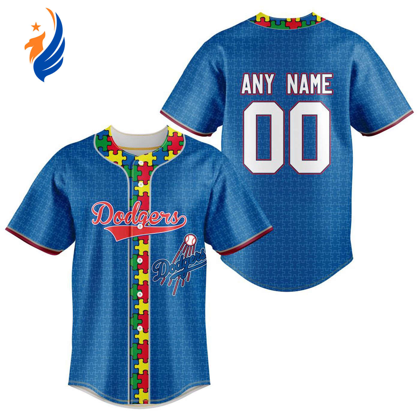 MLB Los Angeles Dodgers Specialized Baseball Jersey Fearless Aganst Autism Gift for Men Women - Bafud baseball jersey product view 1