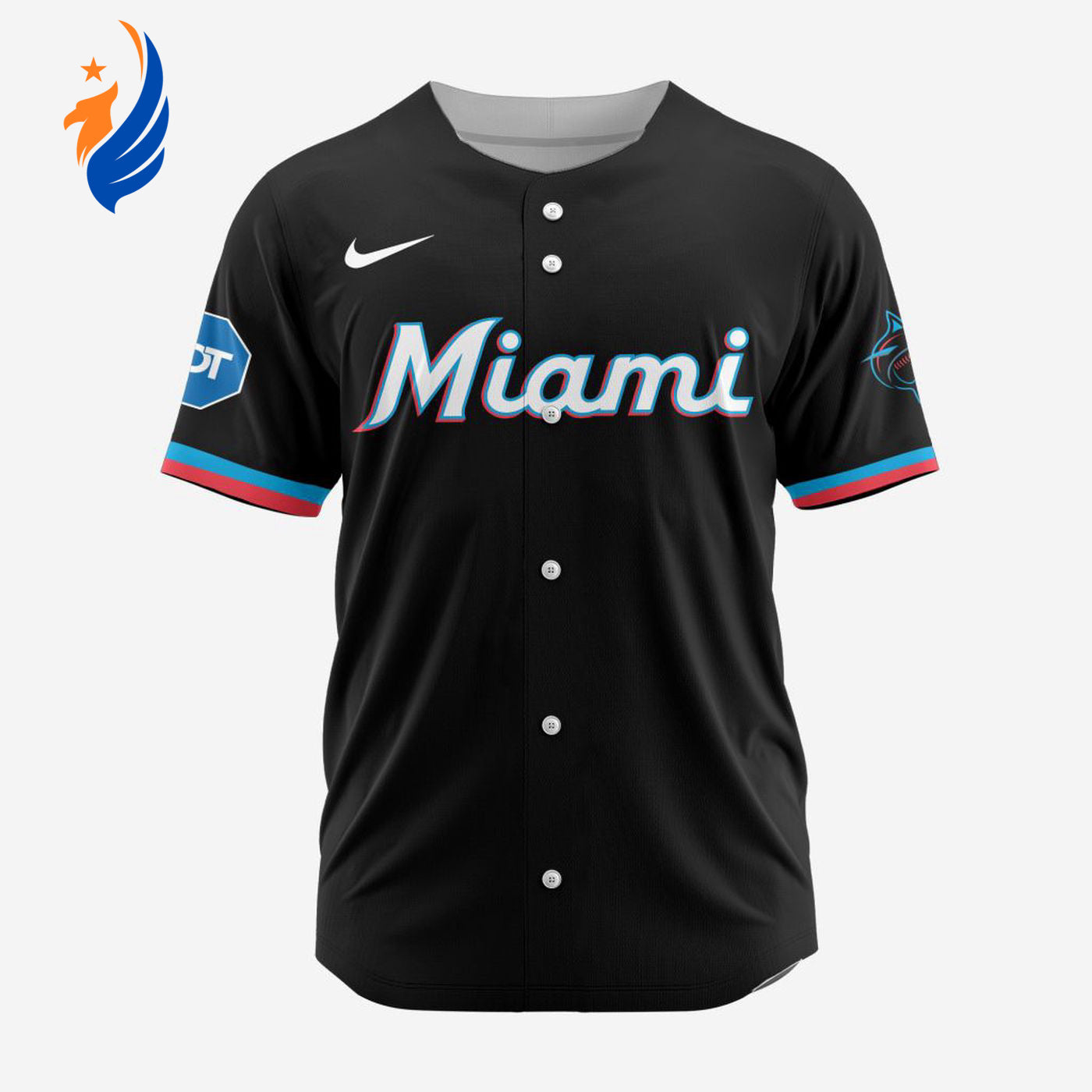 MLB Miami Marlins Personalized Alternate Baseball Jersey - Bafud baseball jersey product view 1