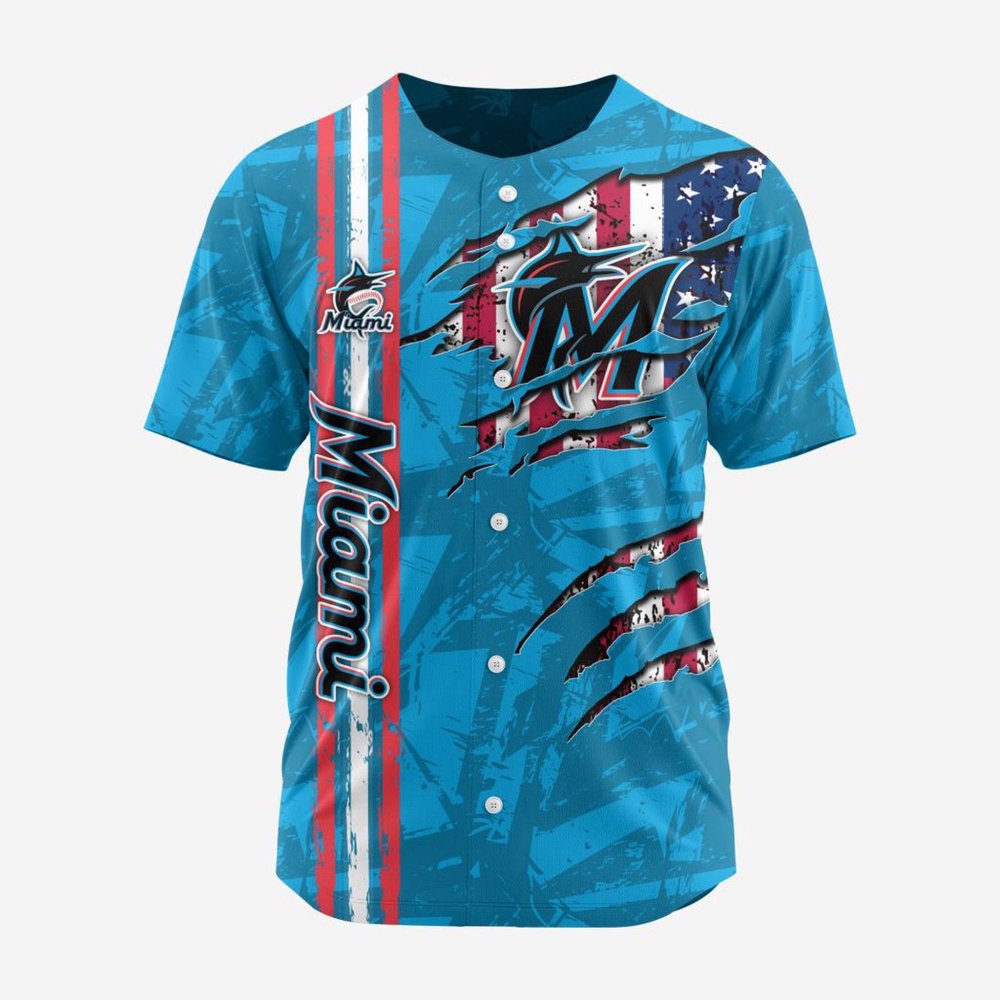 MLB Miami Marlins Special Design Baseball Jersey Gift for Men Women - Bafud baseball jersey product view 2