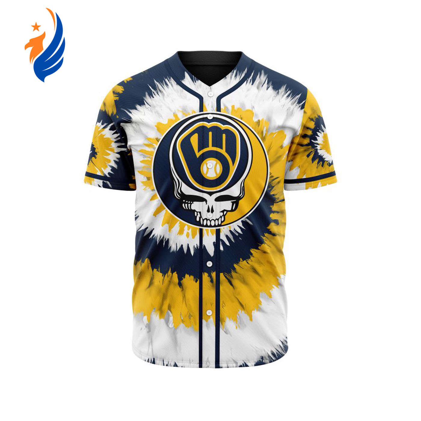 MLB Milwaukee Brewers Special Grateful Dead Design Baseball Jersey Gift for Men Women - Bafud baseball jersey product view 1