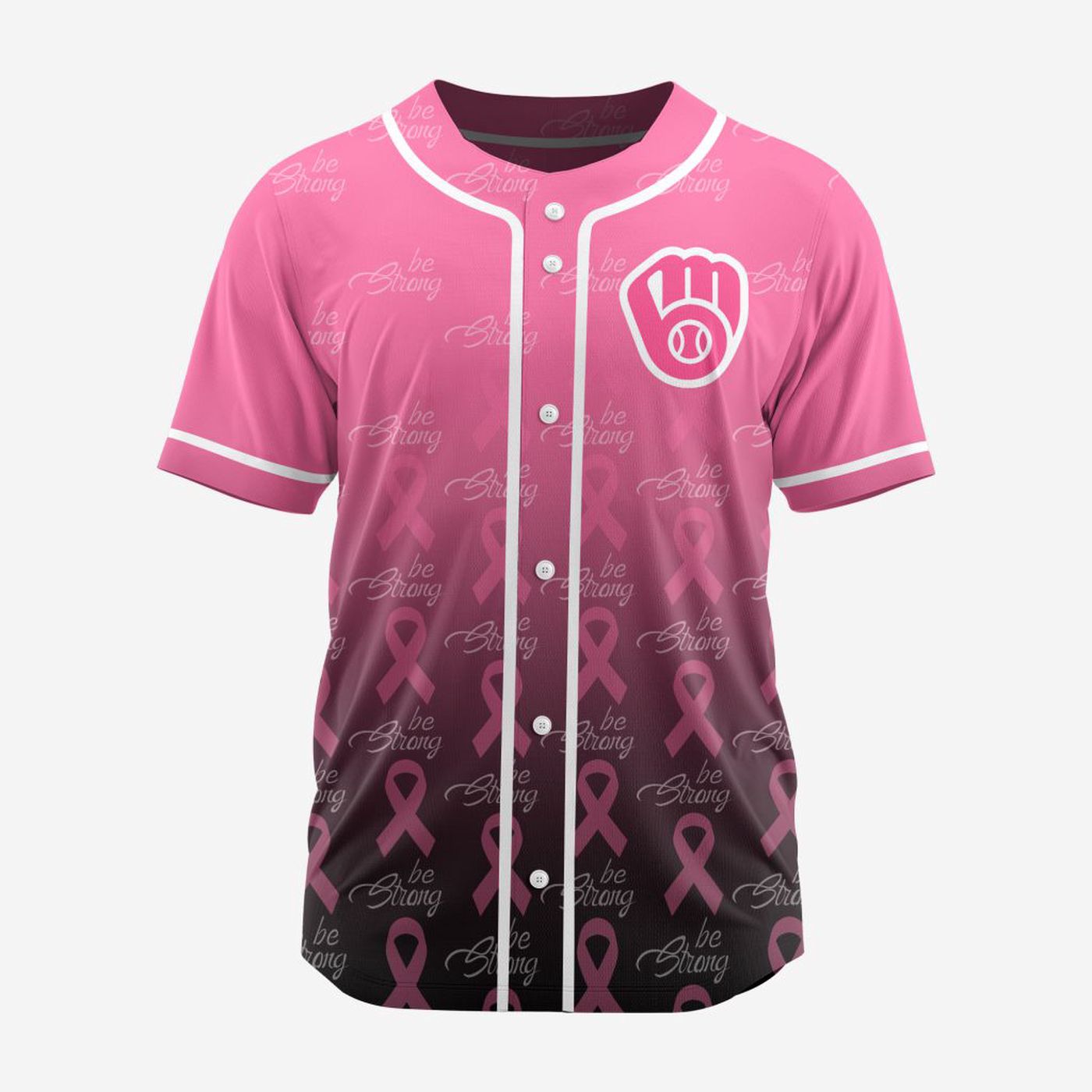 MLB Milwaukee Brewers Special Pink Design Fight Breast Cancer Baseball Jersey Gift for Men Women - Bafud baseball jersey product view 3