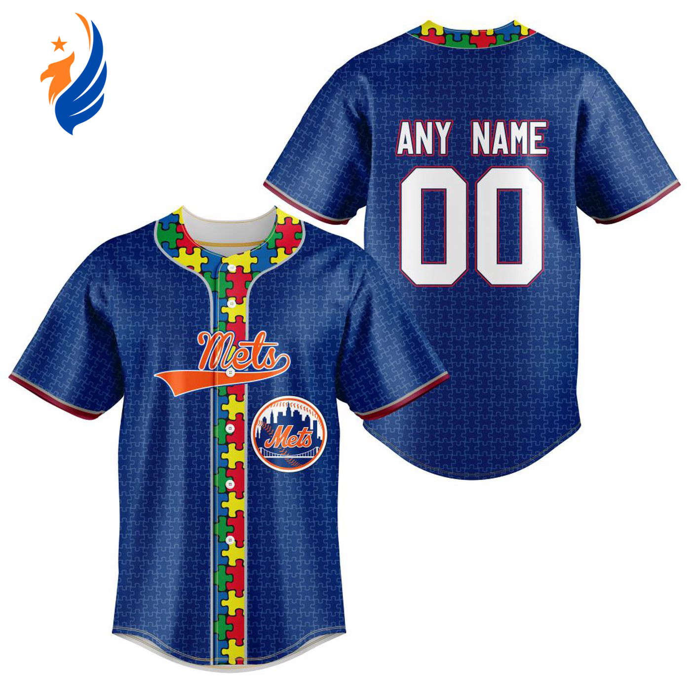 MLB New York Mets Specialized Baseball Jersey Fearless Aganst Autism Gift for Men Women - Bafud baseball jersey product view 1