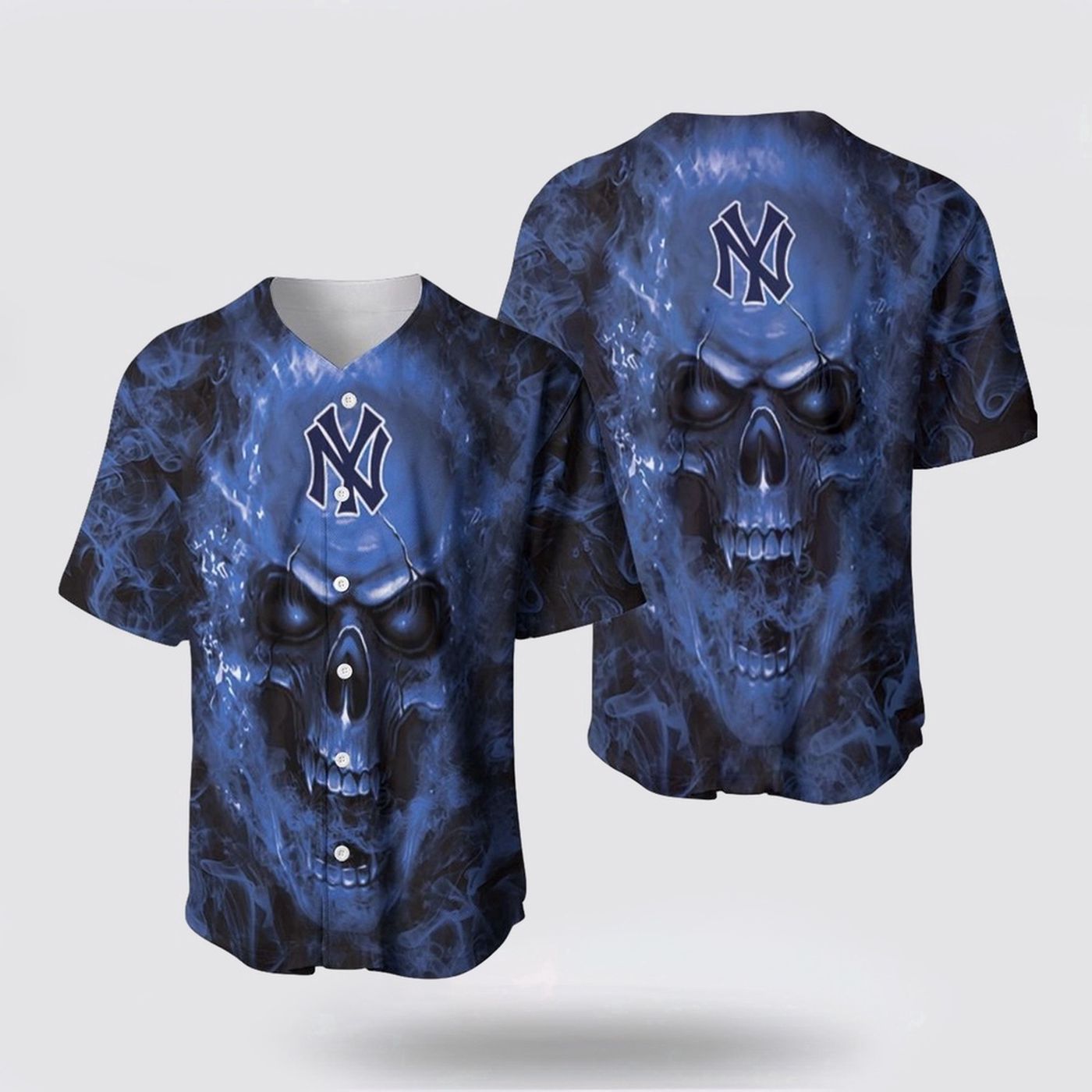 MLB New York Yankees Baseball Jersey: Stylish Skull Symbolizing Fan Passion - lylyprint.com baseball jersey product view 2