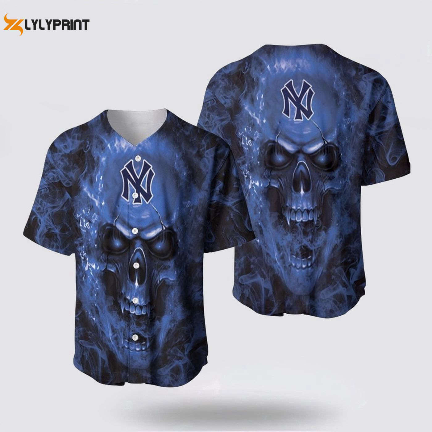 MLB New York Yankees Baseball Jersey: Stylish Skull Symbolizing Fan Passion - lylyprint.com baseball jersey product view 1