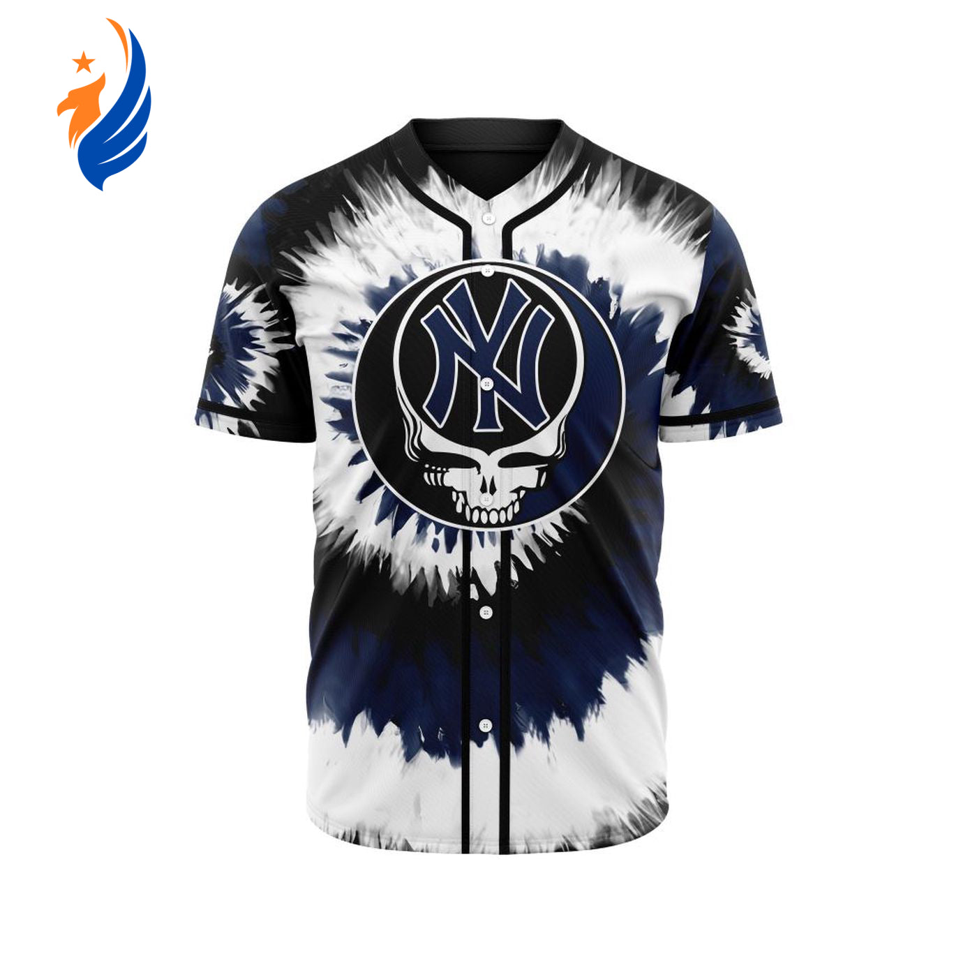 MLB New York Yankees Special Grateful Dead Design Baseball Jersey Gift for Men Women - Bafud baseball jersey product view 1