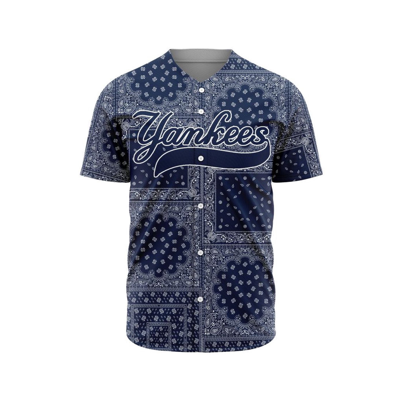 MLB New York Yankees Special Paisley Design Baseball Jersey Gift for Men Women - Bafud baseball jersey product view 3