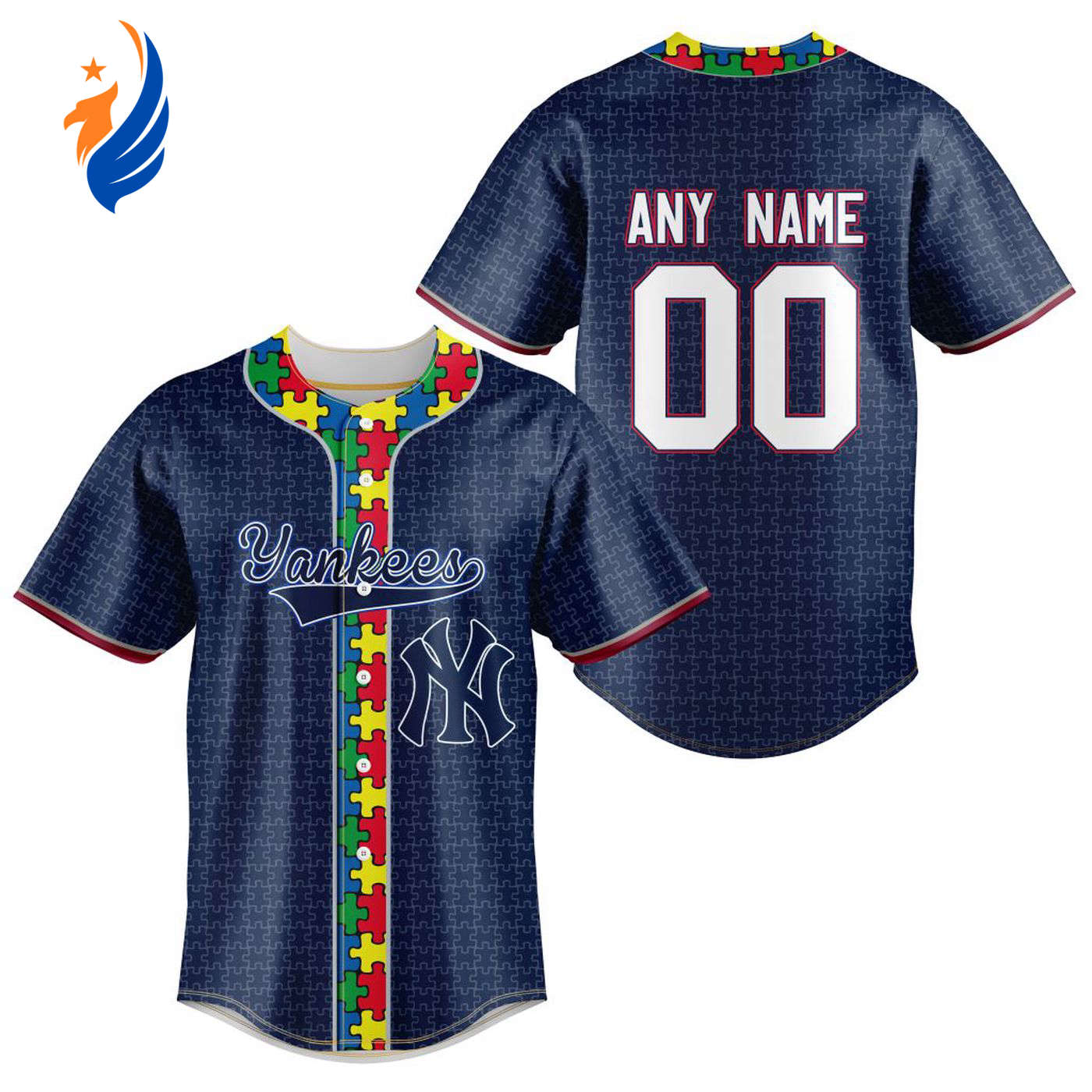 MLB NewYork Yankees Specialized Baseball Jersey Fearless Aganst Autism Gift for Men Women - Bafud baseball jersey product view 1