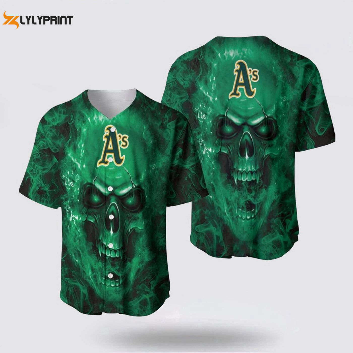 Oakland Athletics MLB Baseball Jersey: Breathable Comfortable Fan Gear with Skull Design - lylyprint.com baseball jersey product view 1