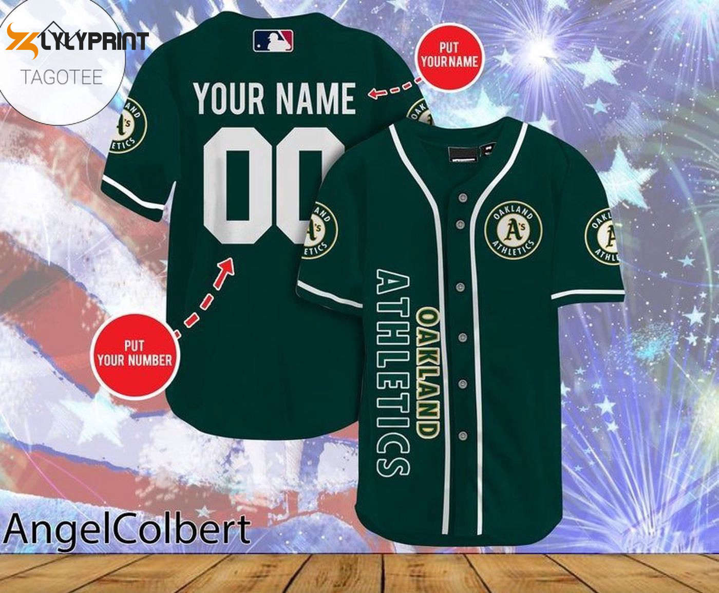 Custom MLB Oakland Athletics Jersey with Name & Number - V5 Unisex Shirt - lylyprint.com baseball jersey product view 1