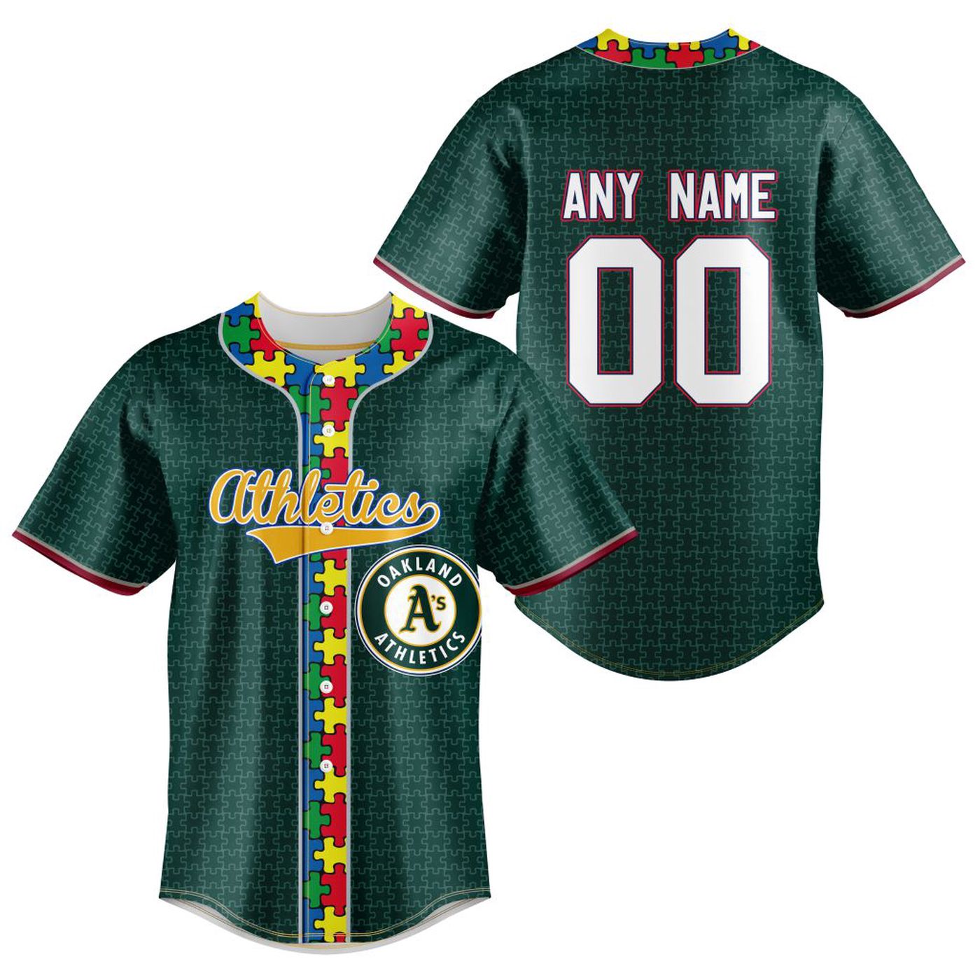 MLB Oakland Athletics Mix Grateful Dead | Specialized Baseball Jersey Fearless Aganst Autism Gift for Men Women - Bafud baseball jersey product view 2