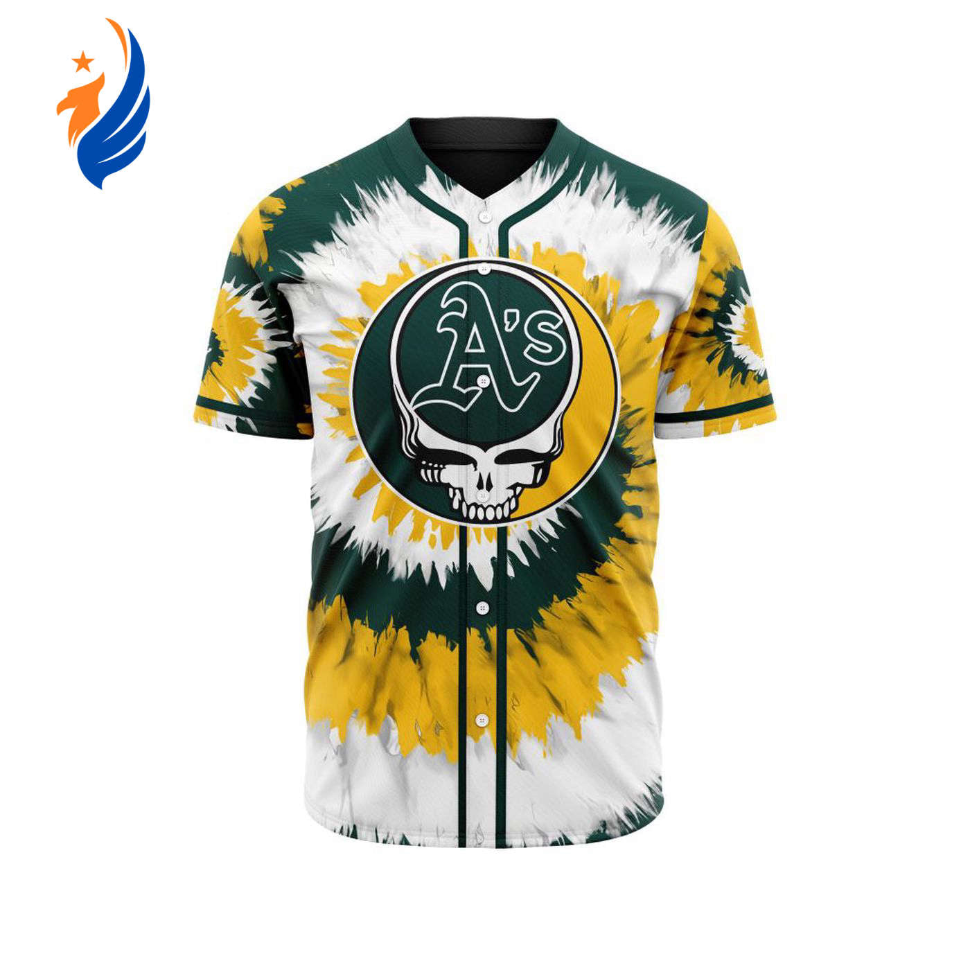 MLB Oakland Athletics Special Grateful Dead Design Baseball Jersey Gift for Men Women - Bafud baseball jersey product view 1