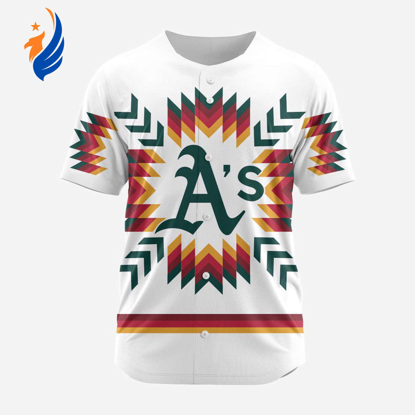 MLB Oakland Athletics Special Native Design Baseball Jersey Gift for Men Women - Bafud baseball jersey product view 1