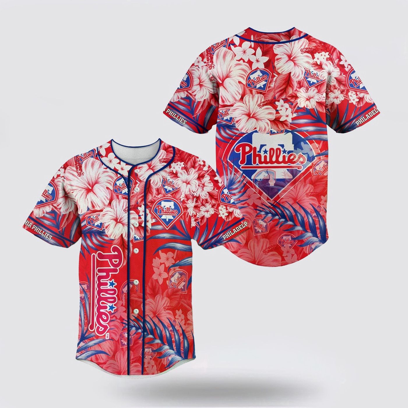 Authentic MLB Philadelphia Phillies Baseball Jersey Flower - Perfect for Fans! - Gift for Men Women - lylyprint.com baseball jersey product view 2