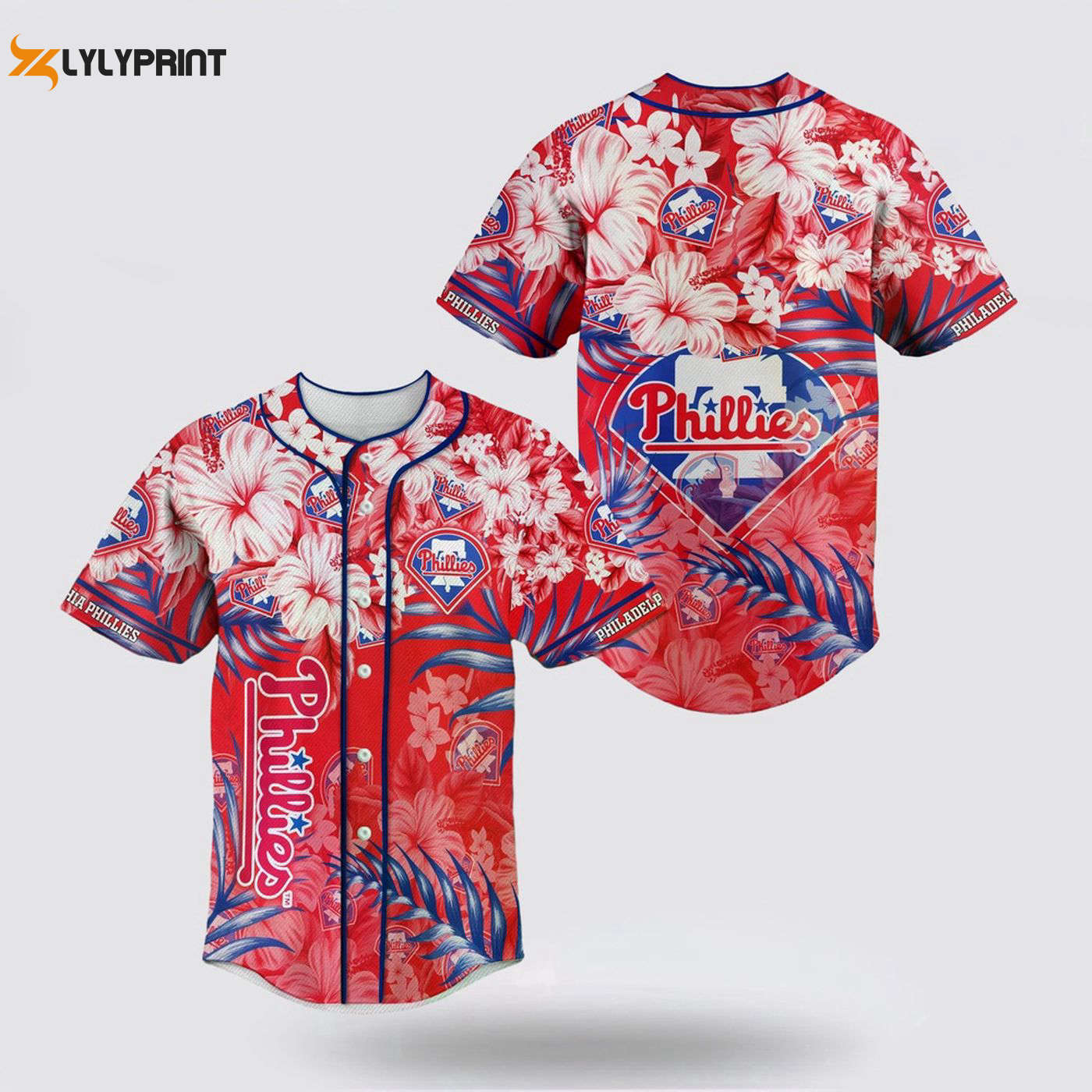 Authentic MLB Philadelphia Phillies Baseball Jersey Flower - Perfect for Fans! - Gift for Men Women - lylyprint.com baseball jersey product view 1