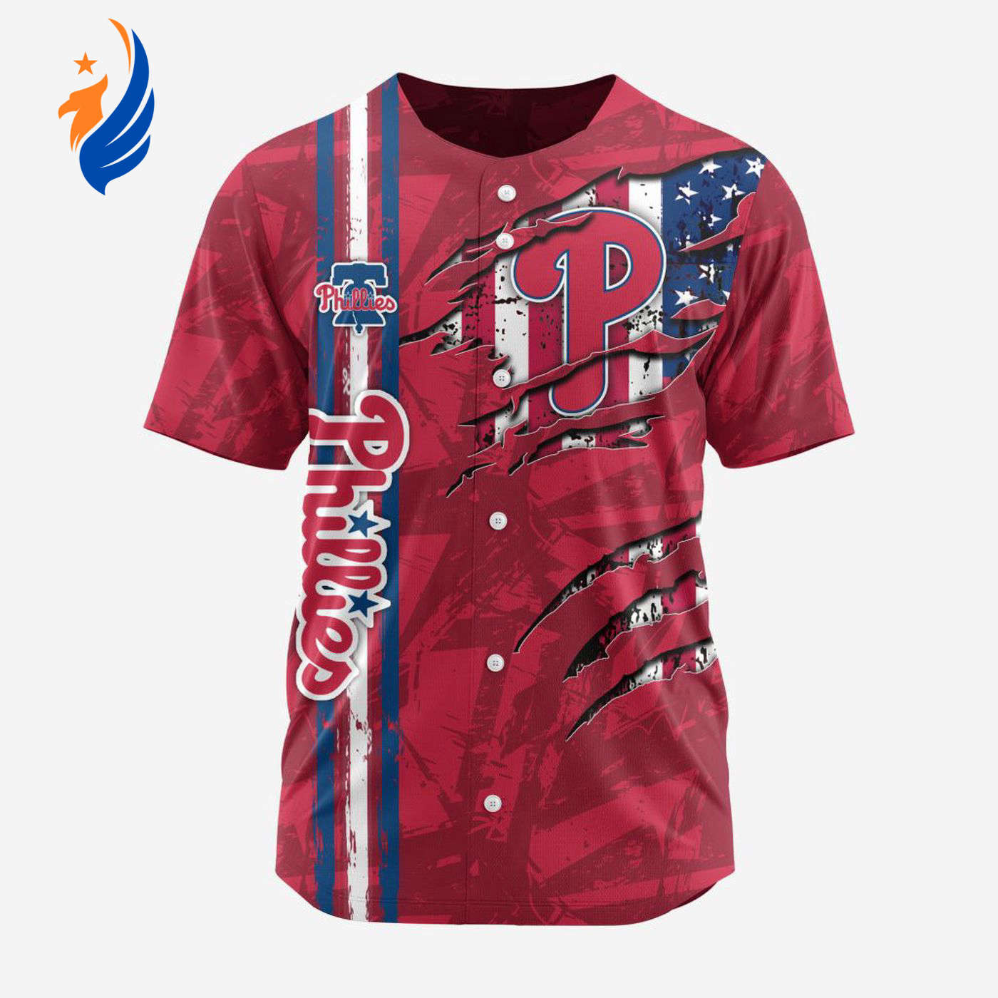 MLB Philadelphia Phillies Special Design Baseball Jersey Gift for Men Women - Bafud baseball jersey product view 1