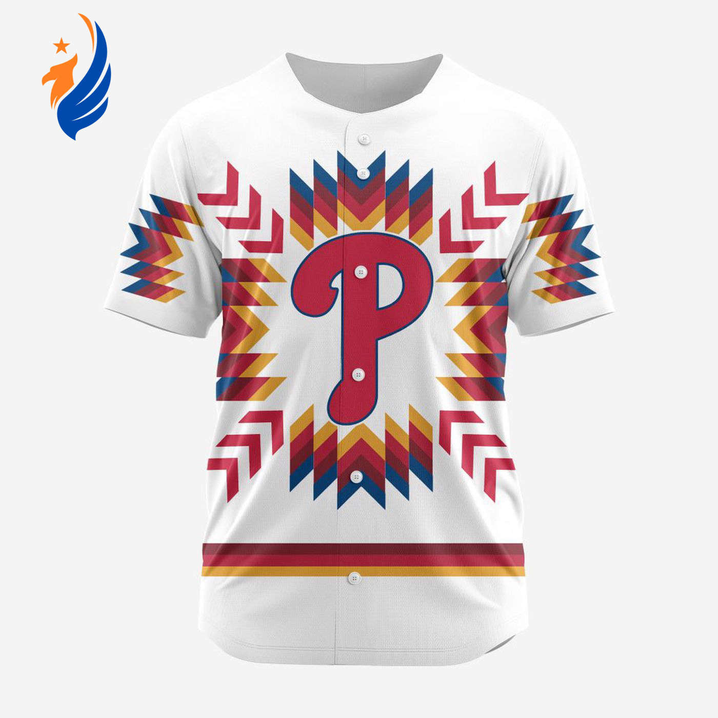 MLB Philadelphia Phillies Special Native Design Baseball Jersey Gift for Men Women - Bafud baseball jersey product view 1