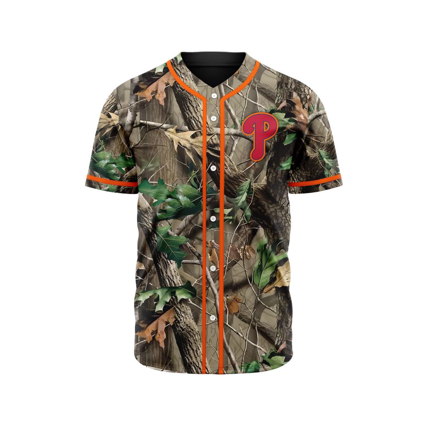 MLB Philadelphia Phillies Special Realtree Camo Hunting Baseball Jersey Gift for Men Women - Bafud baseball jersey product view 2