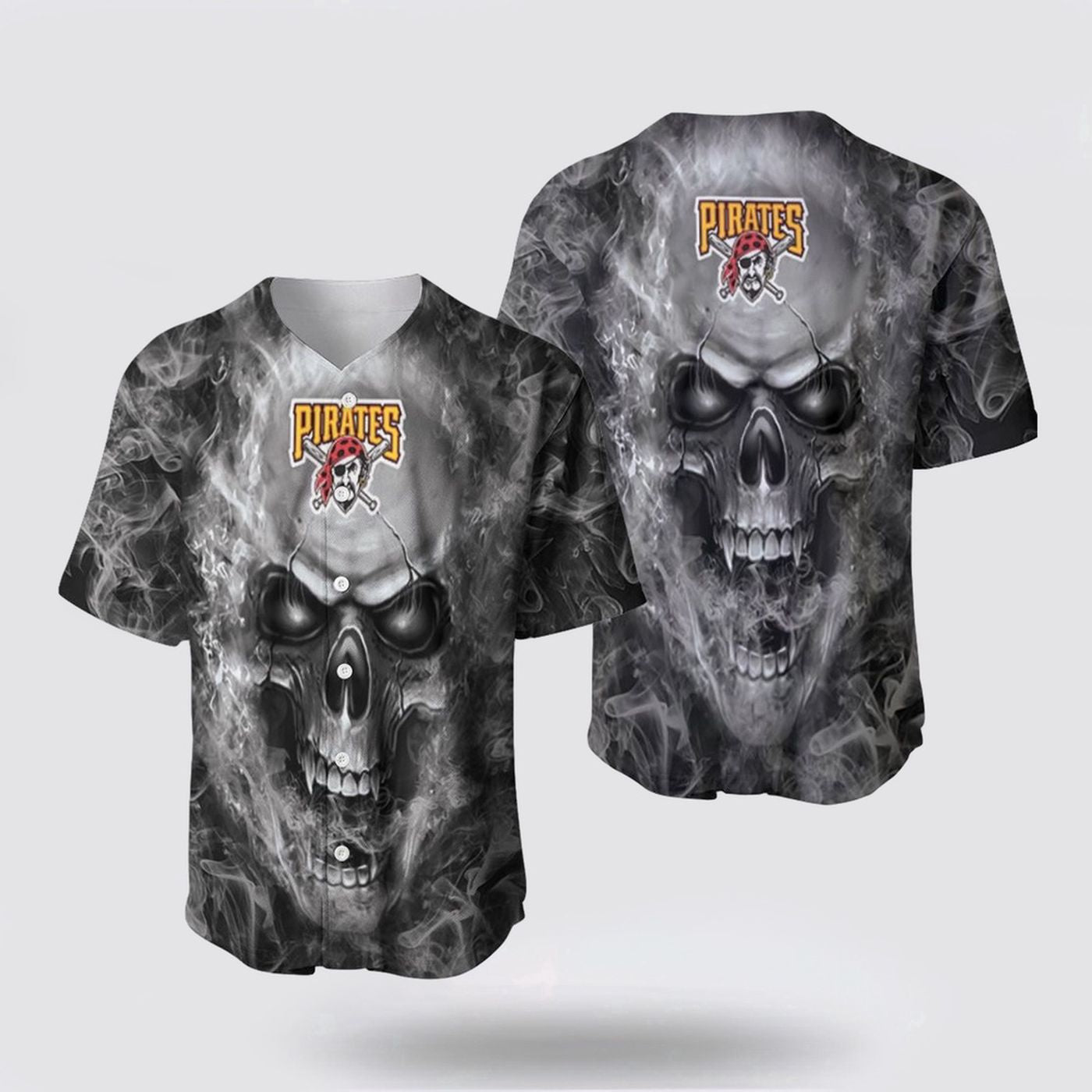 MLB Pittsburgh Pirates Baseball Jersey Skull: Stylish Fanwear with Sporty Flair - Gift for Men Women - lylyprint.com baseball jersey product view 2