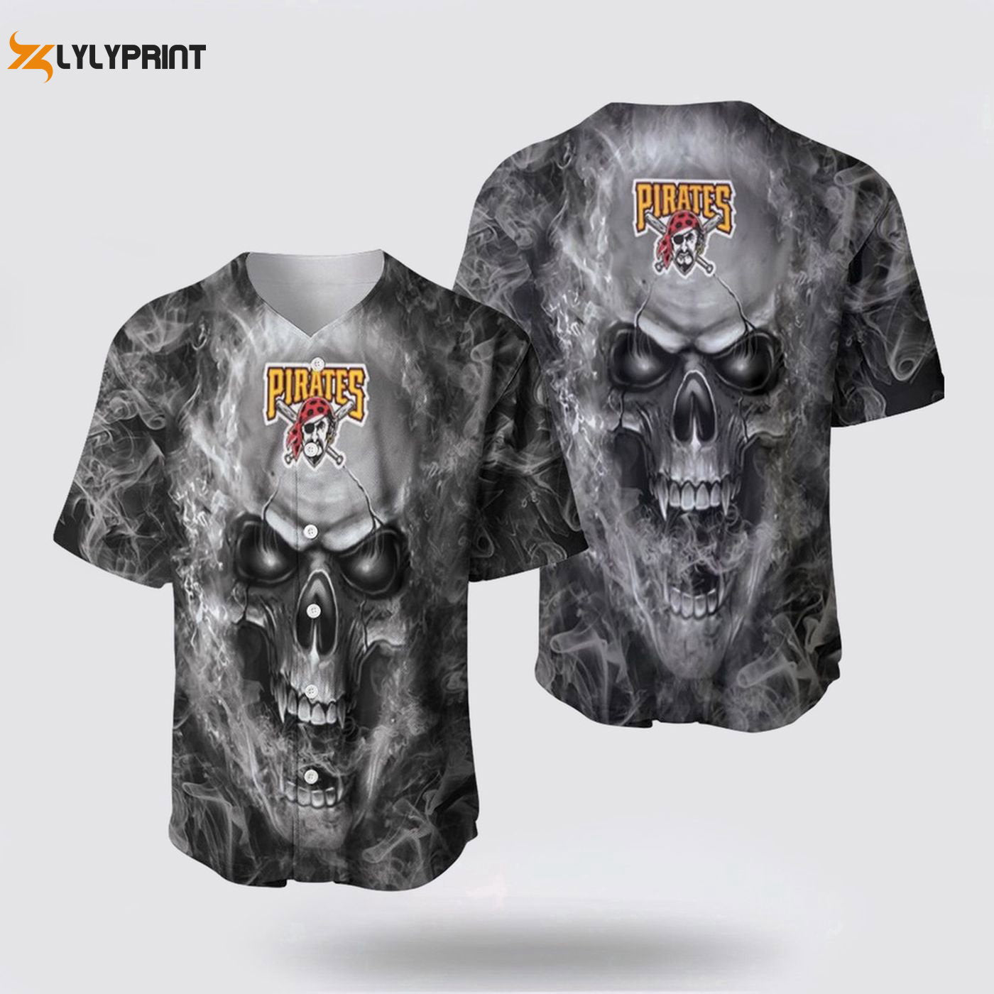 MLB Pittsburgh Pirates Baseball Jersey Skull: Stylish Fanwear with Sporty Flair - Gift for Men Women - lylyprint.com baseball jersey product view 1