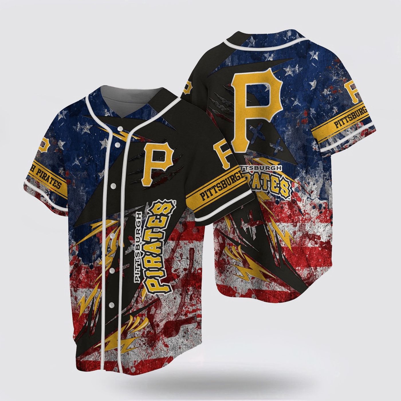 Pittsburgh Pirates US Flag Baseball Jersey: Show Your MLB Fan Spirit! - lylyprint.com baseball jersey product view 2