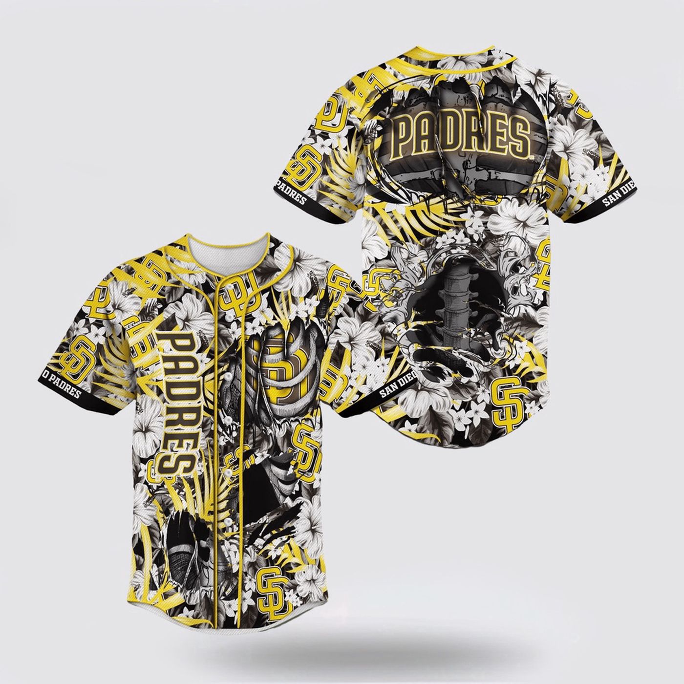 MLB San Diego Padres Skeleton Baseball Jersey: A Must-Have for Fans - lylyprint.com baseball jersey product view 2