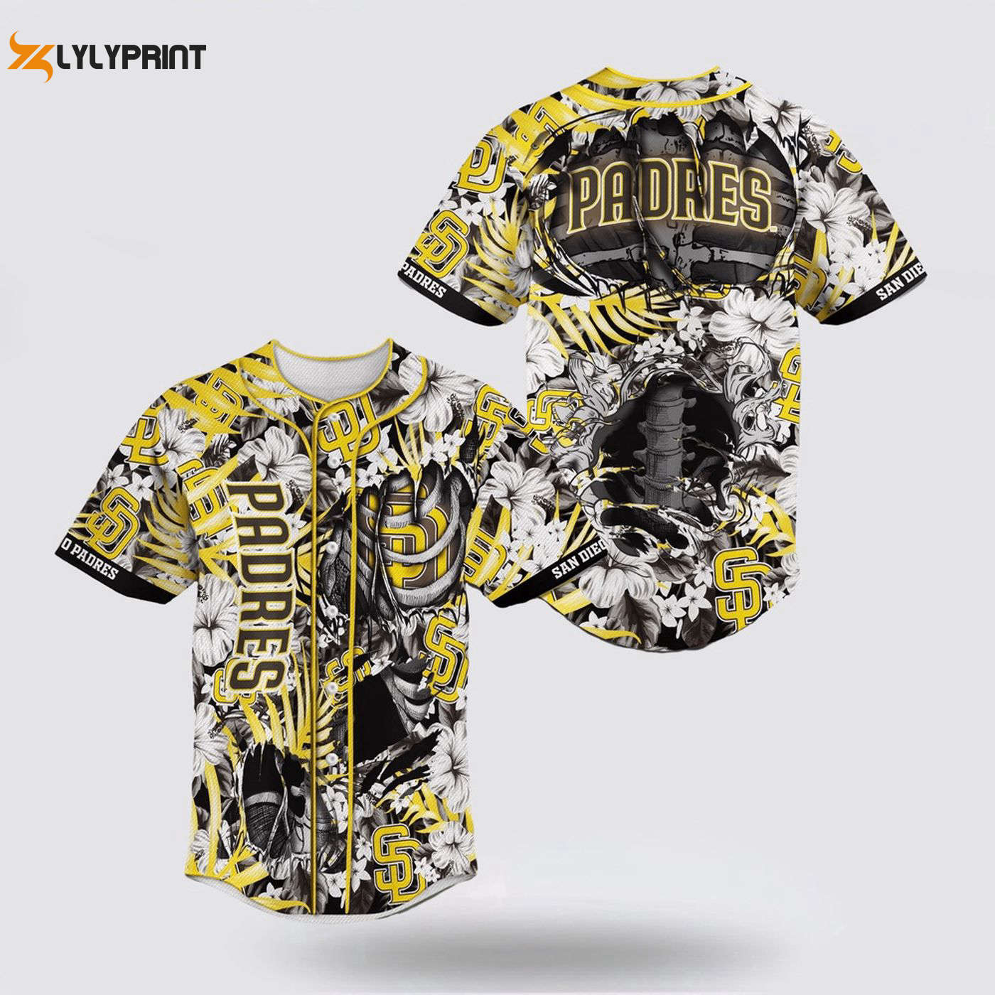 MLB San Diego Padres Skeleton Baseball Jersey: A Must-Have for Fans - lylyprint.com baseball jersey product view 1
