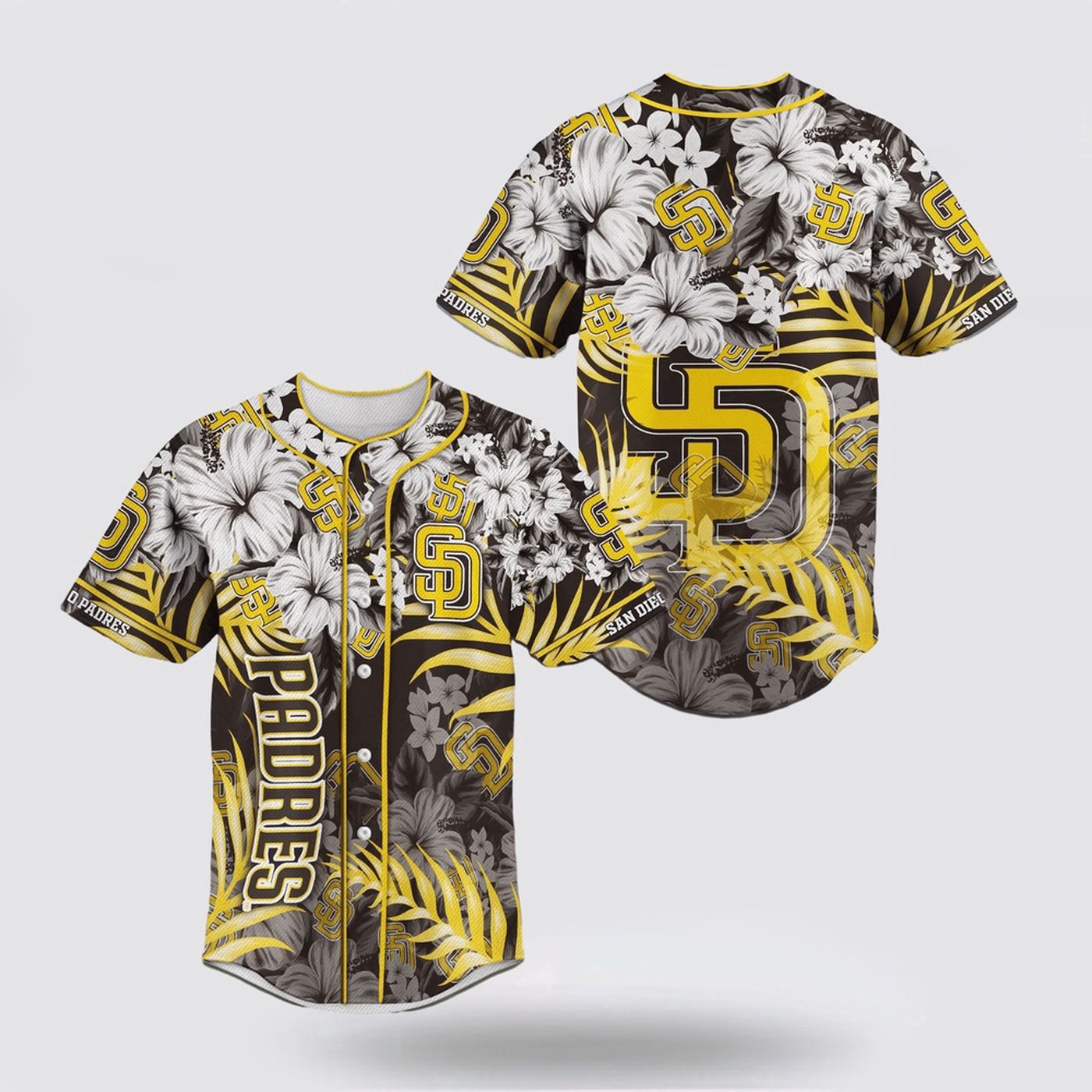 Flower-Inspired MLB San Diego Padres Baseball Jersey for Fans - Stylish & Authentic - Gift for Men Women - lylyprint.com baseball jersey product view 2