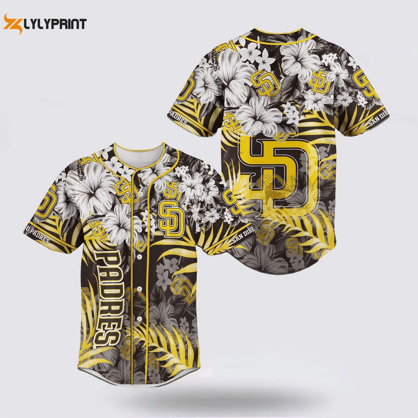 Flower-Inspired MLB San Diego Padres Baseball Jersey for Fans - Stylish & Authentic - Gift for Men Women - lylyprint.com baseball jersey product view 1