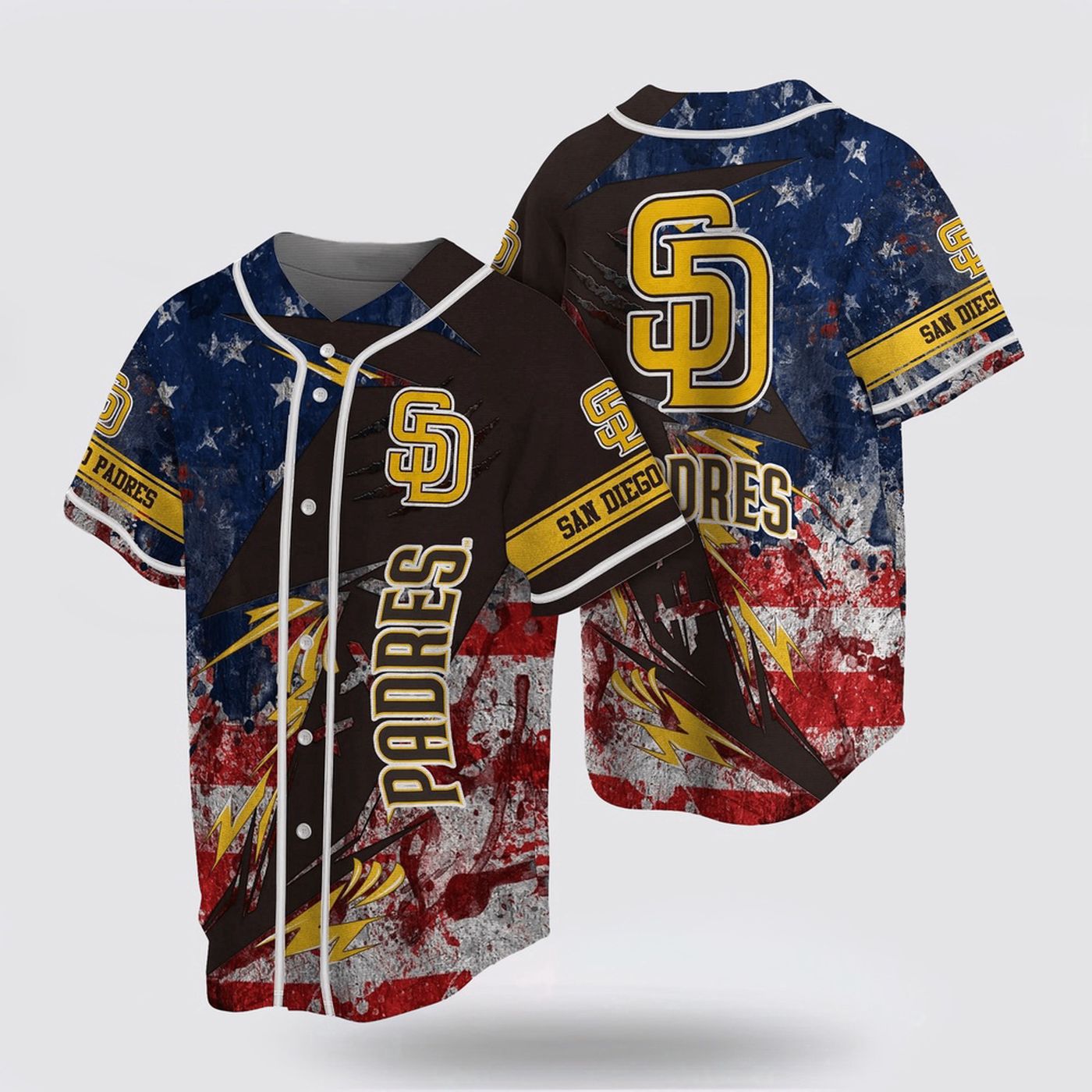 MLB San Diego Padres Baseball Jersey: Show Your Patriotism with US Flag Fan Jersey - lylyprint.com baseball jersey product view 2