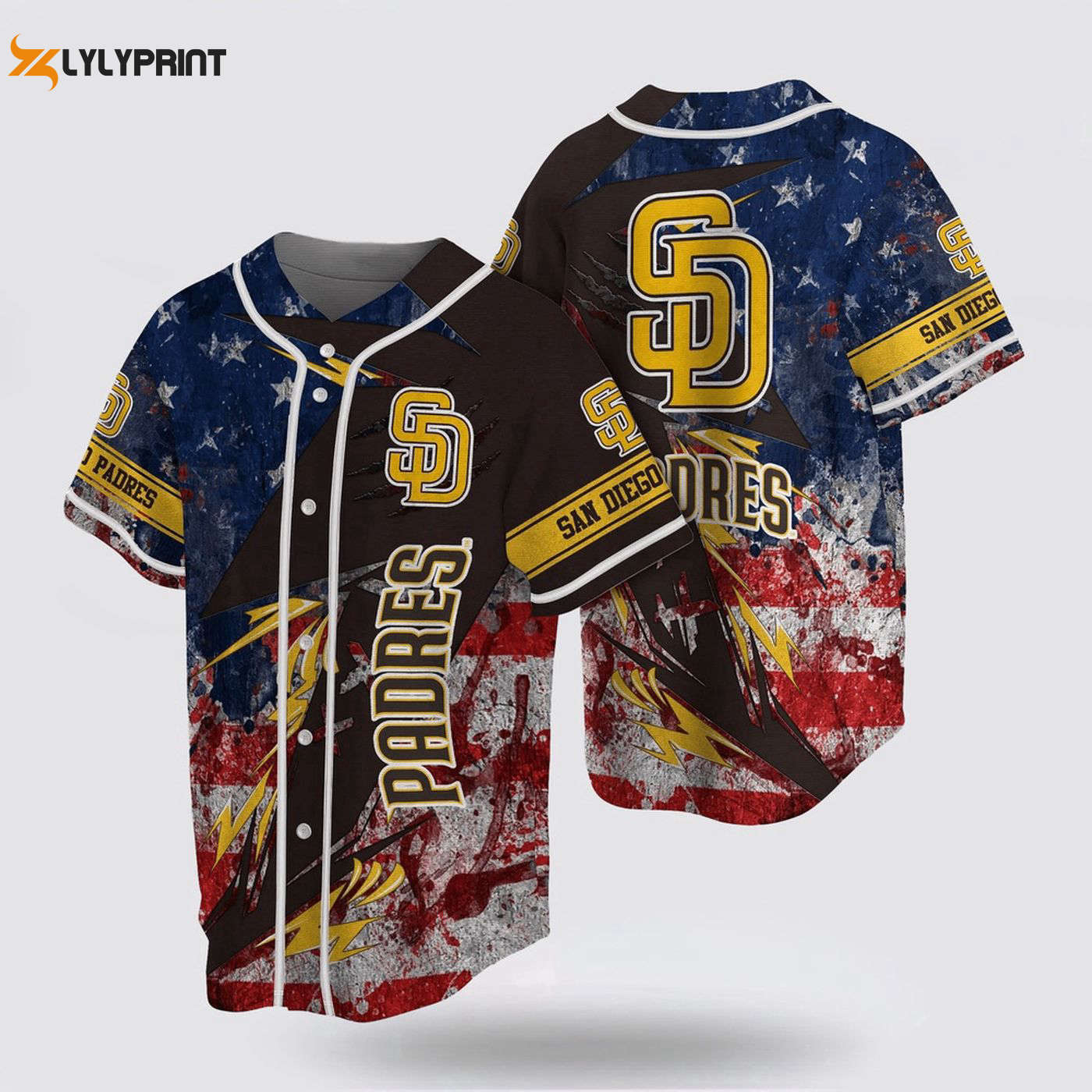 MLB San Diego Padres Baseball Jersey: Show Your Patriotism with US Flag Fan Jersey - lylyprint.com baseball jersey product view 1