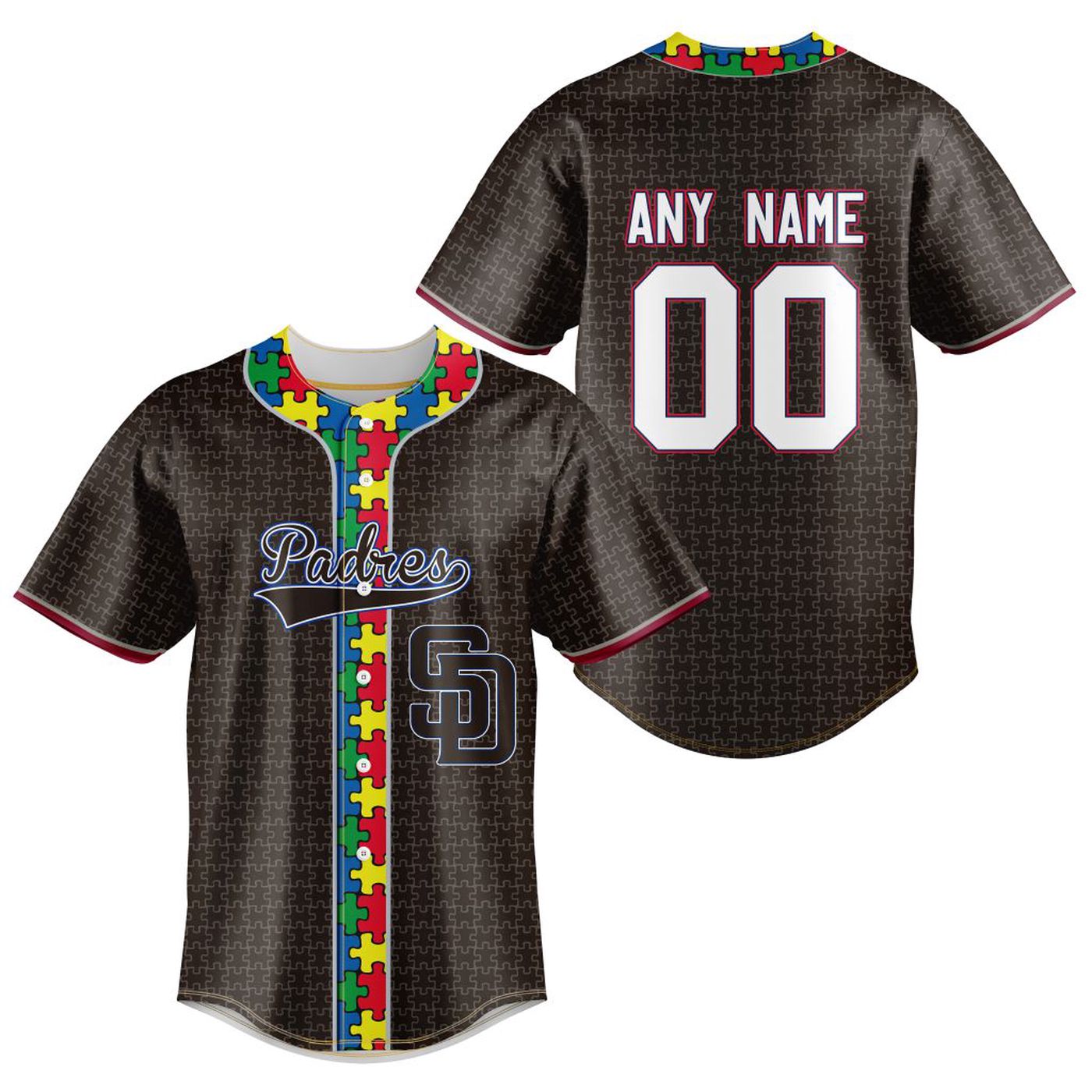 MLB San Diego Padres Specialized Baseball Jersey Fearless Aganst Autism Gift for Men Women - Bafud baseball jersey product view 2