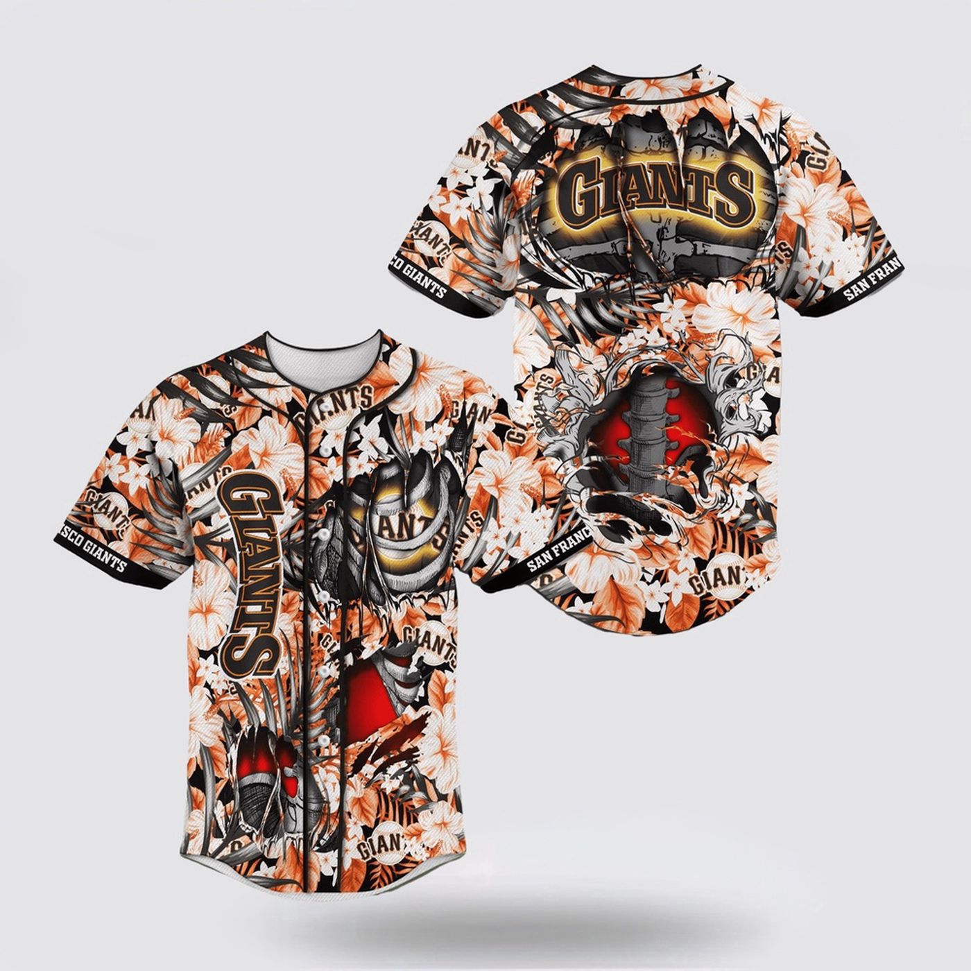 MLB San Francisco Giants Skeleton Baseball Jersey - Perfect for Die-Hard Fans! - Gift for Men Women - lylyprint.com baseball jersey product view 2