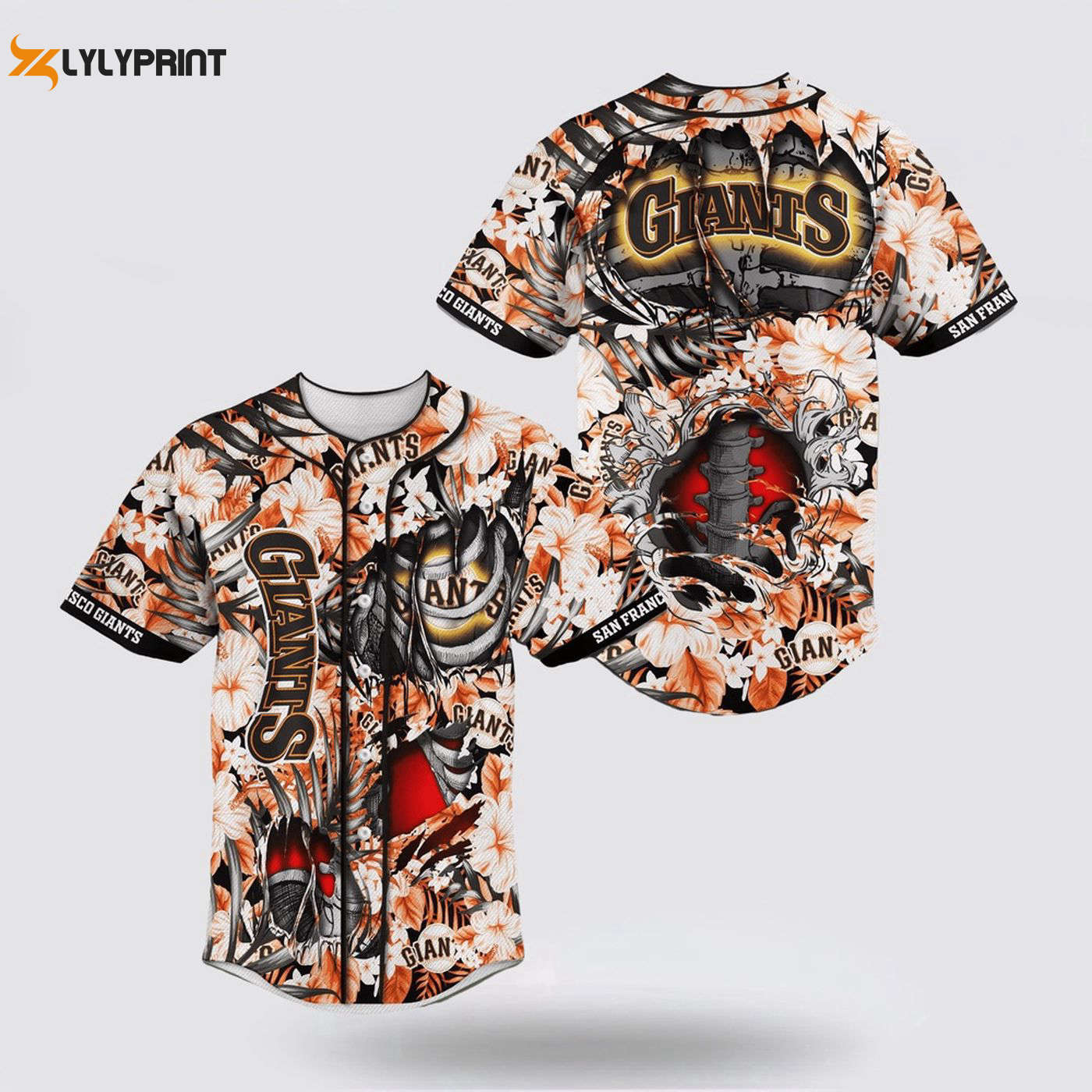MLB San Francisco Giants Skeleton Baseball Jersey - Perfect for Die-Hard Fans! - Gift for Men Women - lylyprint.com baseball jersey product view 1