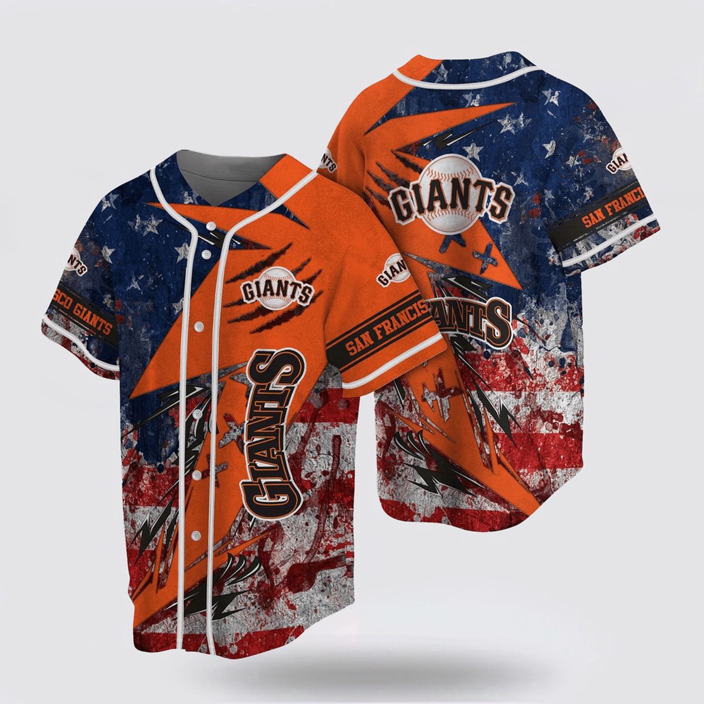 Show Your Support: MLB San Francisco Giants Jersey with US Flag – Perfect for Fans! - lylyprint.com baseball jersey product view 2