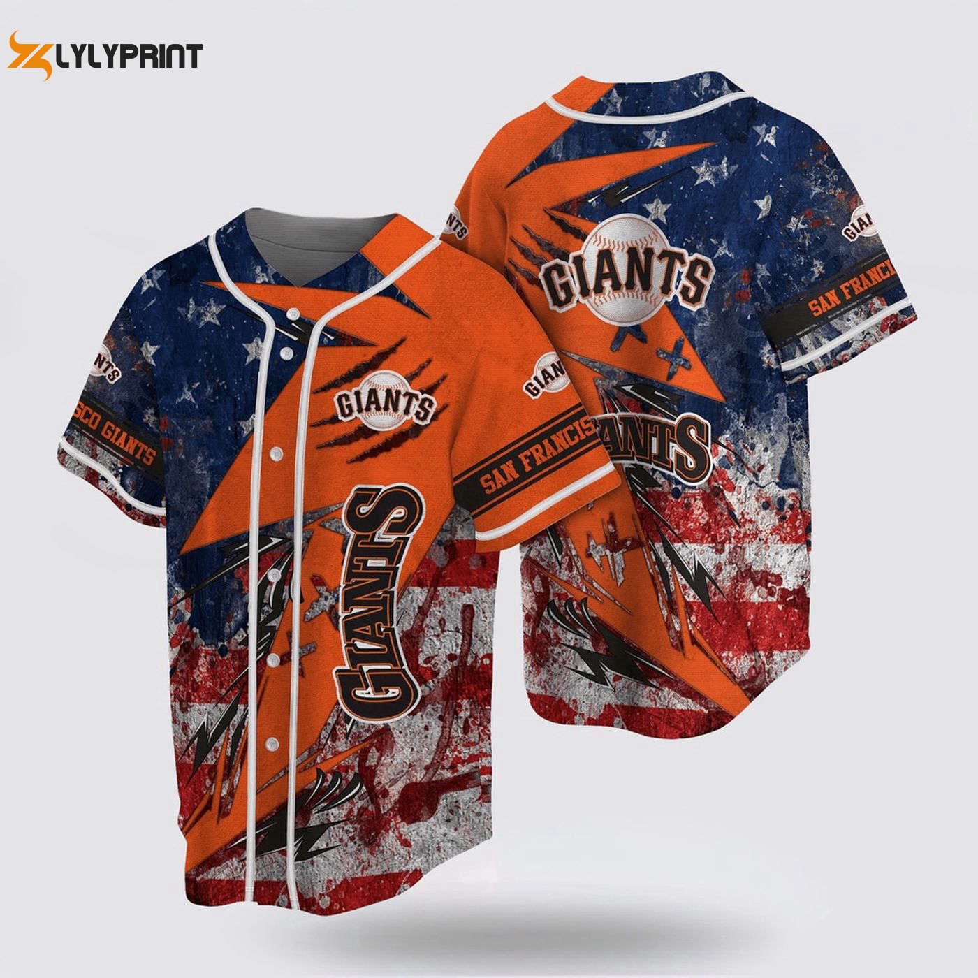 Show Your Support: MLB San Francisco Giants Jersey with US Flag – Perfect for Fans! - lylyprint.com baseball jersey product view 1