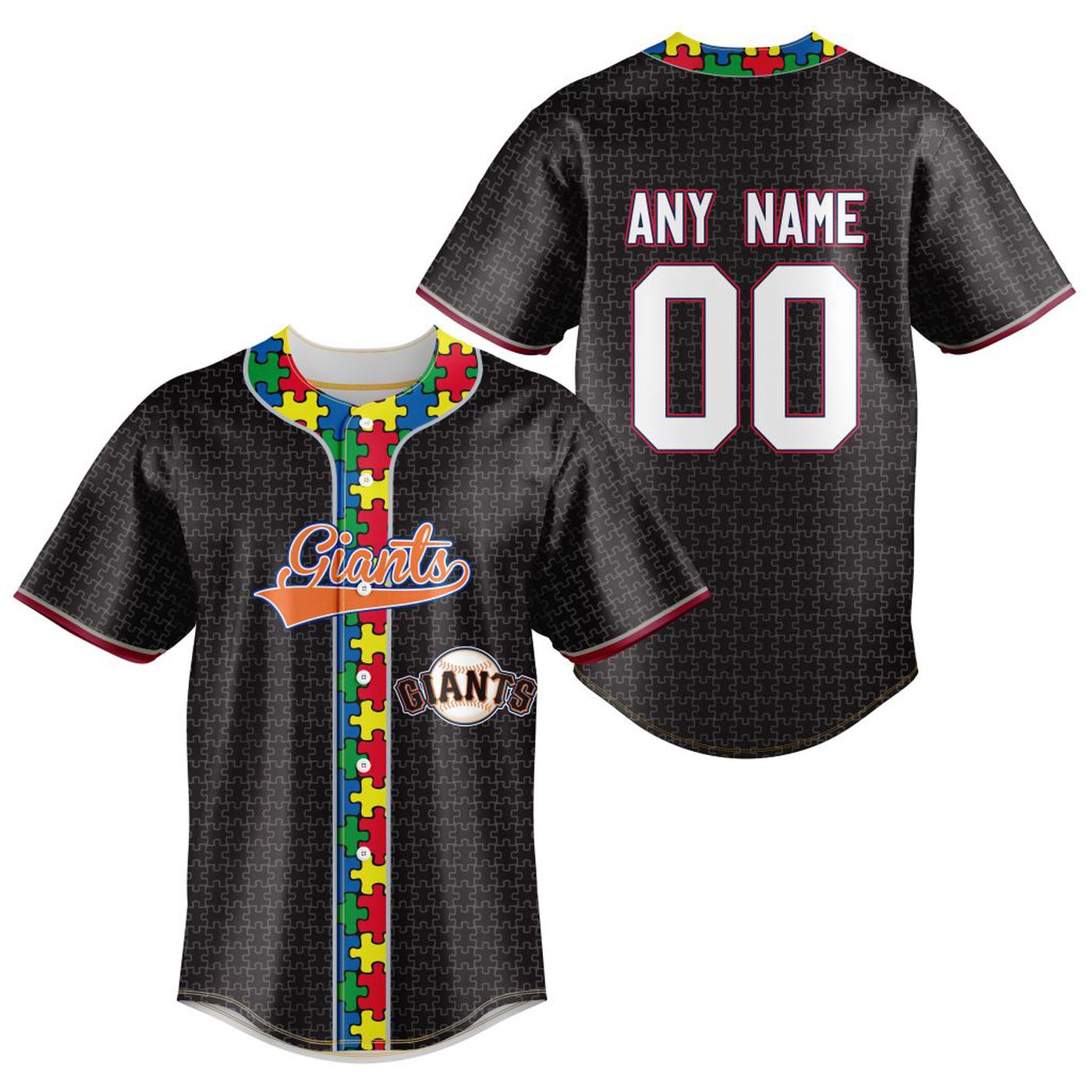 MLB San Francisco Giants Specialized Baseball Jersey Fearless Aganst Autism Gift for Men Women - Bafud baseball jersey product view 2