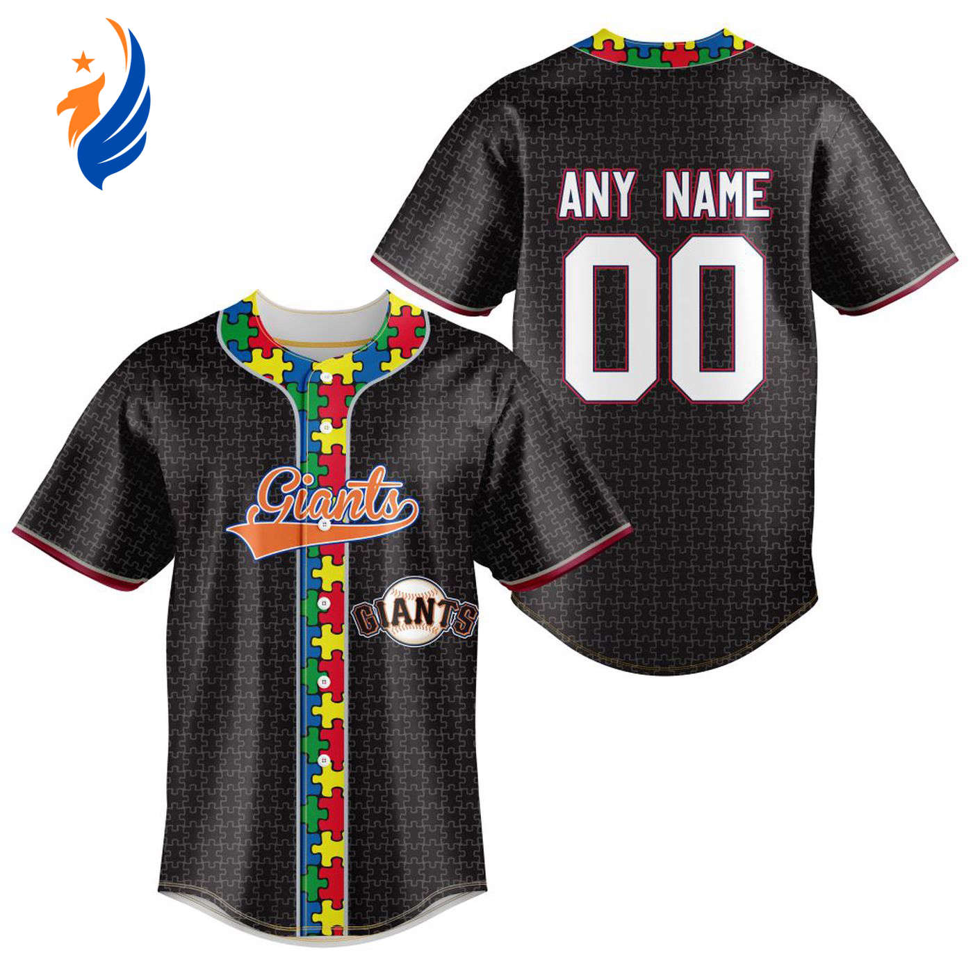 MLB San Francisco Giants Specialized Baseball Jersey Fearless Aganst Autism Gift for Men Women - Bafud baseball jersey product view 1