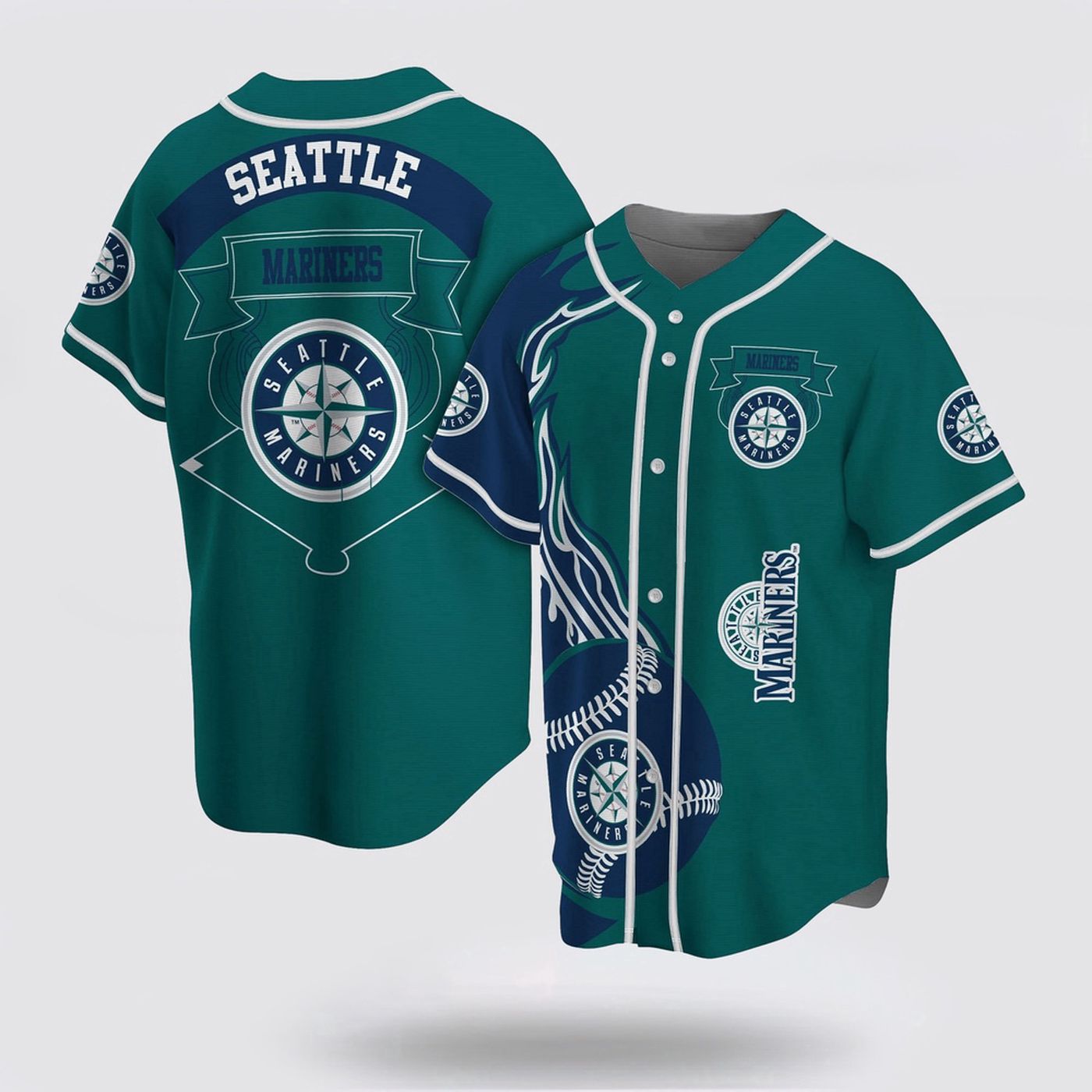Authentic MLB Seattle Mariners Baseball Jersey: Classic Design for Passionate Fans - lylyprint.com baseball jersey product view 2