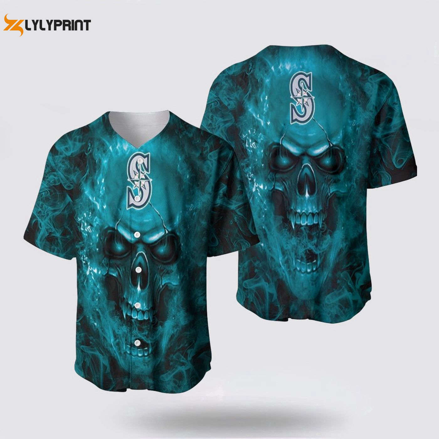 MLB Seattle Mariners Baseball Jersey: Breathable & Comfortable Skull Design - Perfect for Fans! - lylyprint.com baseball jersey product view 1