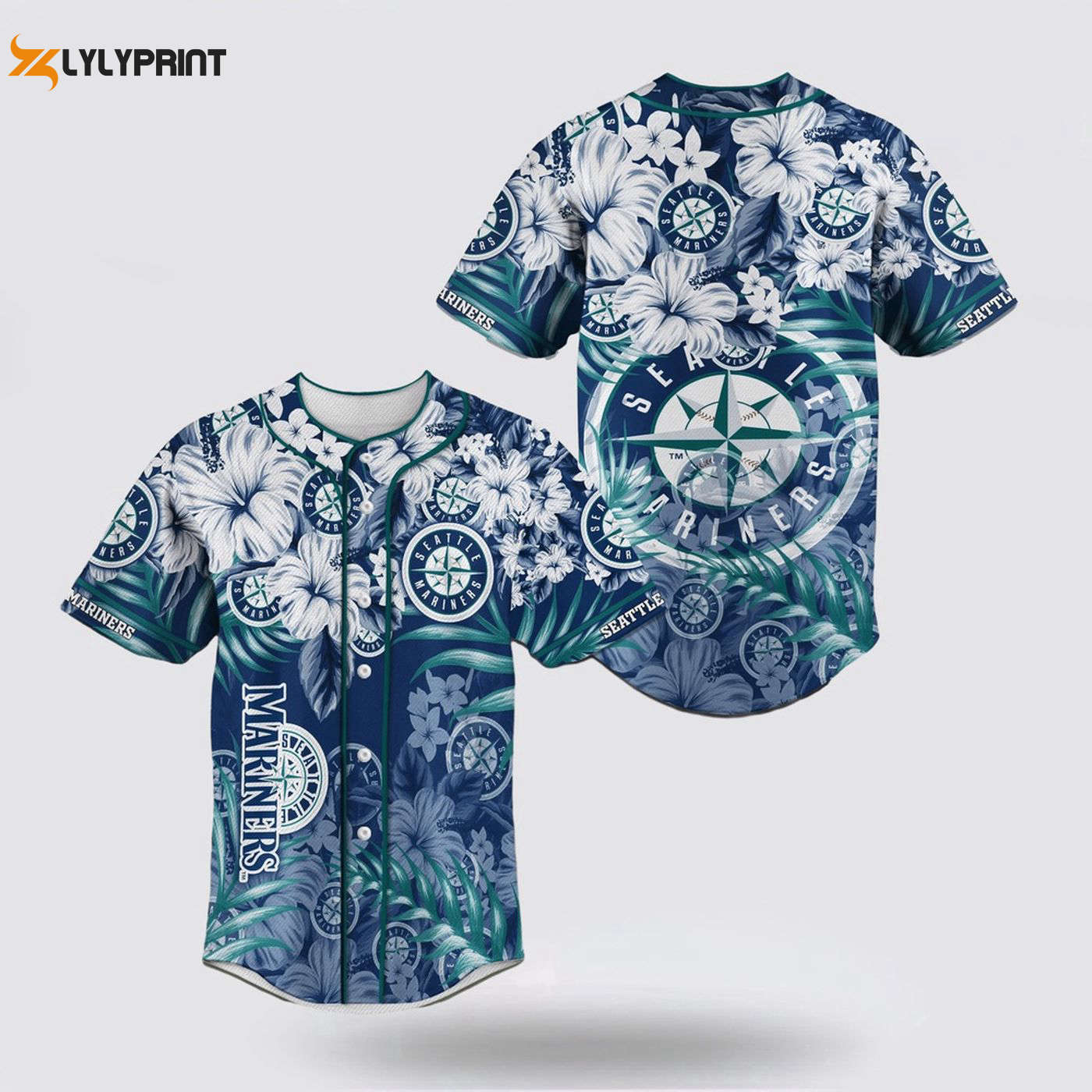 Seattle Mariners MLB Jersey: Flower Design for Fans - Show Your Support! - lylyprint.com baseball jersey product view 1