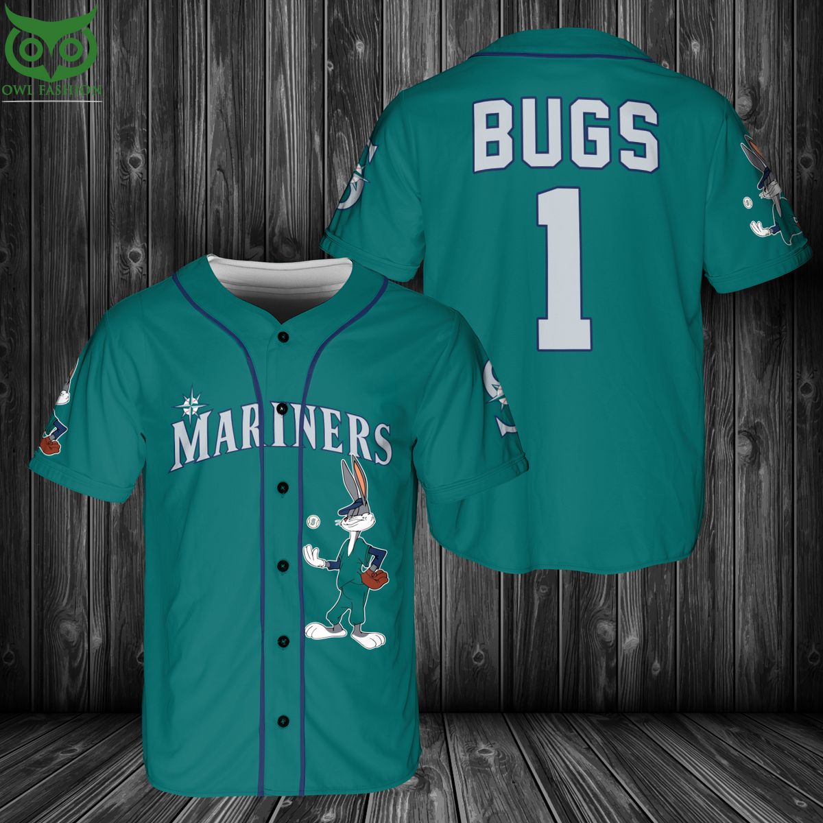MLB Seattle Mariners Bugs Bunny Baseball Jersey Shirt baseball jersey product view 1
