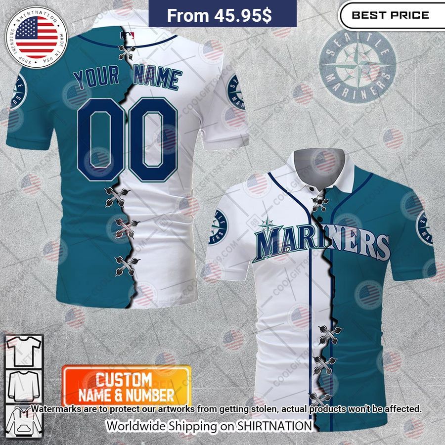 MLB Seattle Mariners Mix jersey Style Custom Polo baseball jersey product view 1