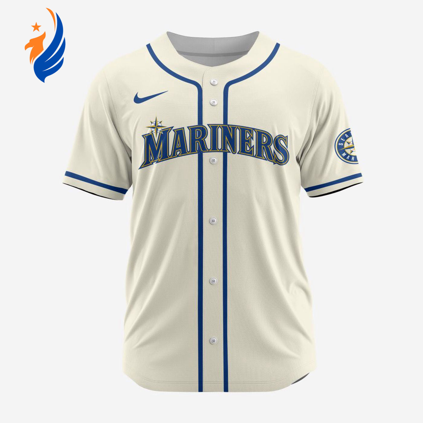 MLB Seattle Mariners Personalized Alternate Baseball Jersey - Bafud baseball jersey product view 1