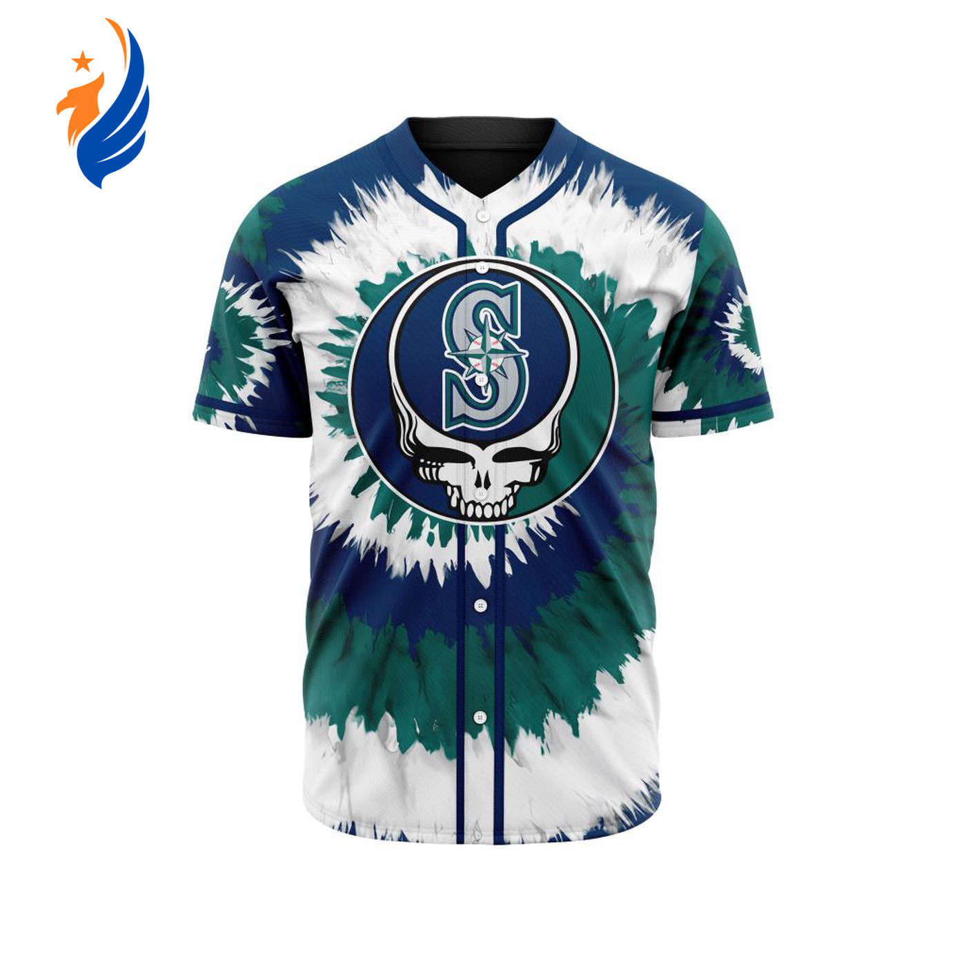 MLB Seattle Mariners Special Grateful Dead Design Baseball Jersey Gift for Men Women - Bafud baseball jersey product view 1