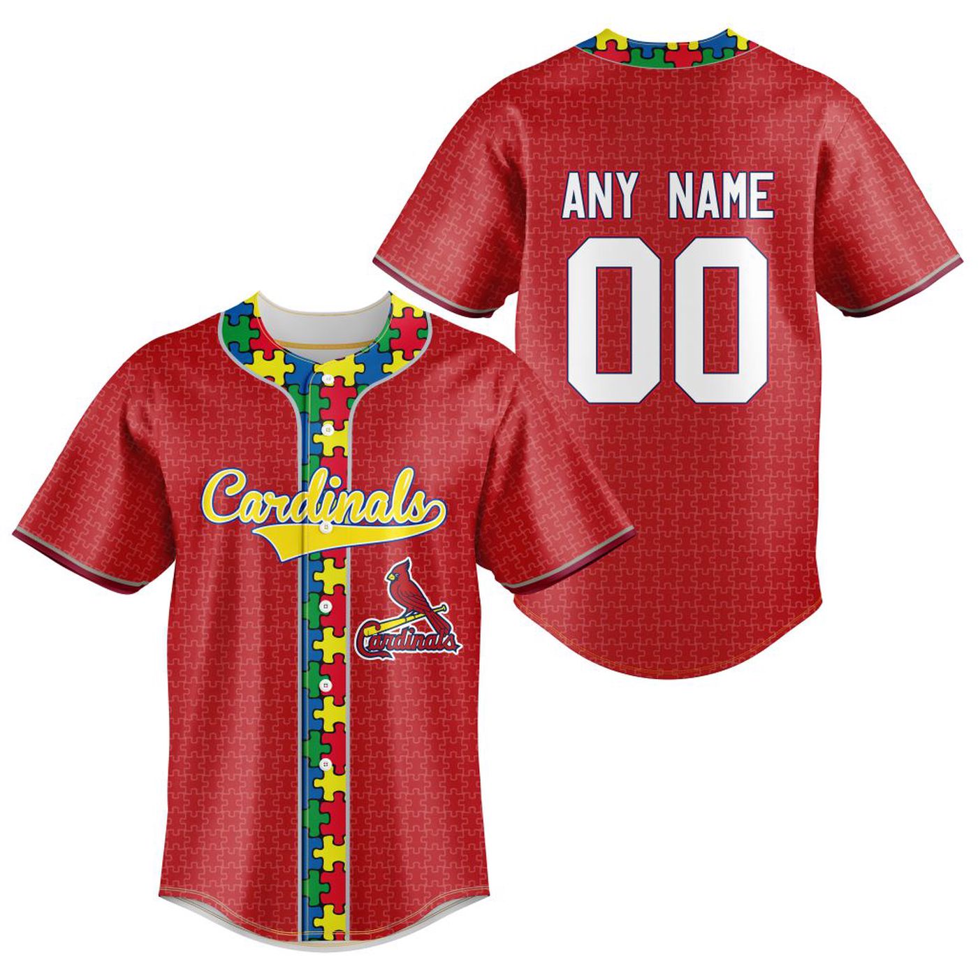 MLB St. Louis Cardinals Mix Grateful Dead | Specialized Baseball Jersey Fearless Aganst Autism Gift for Men Women - Bafud baseball jersey product view 2