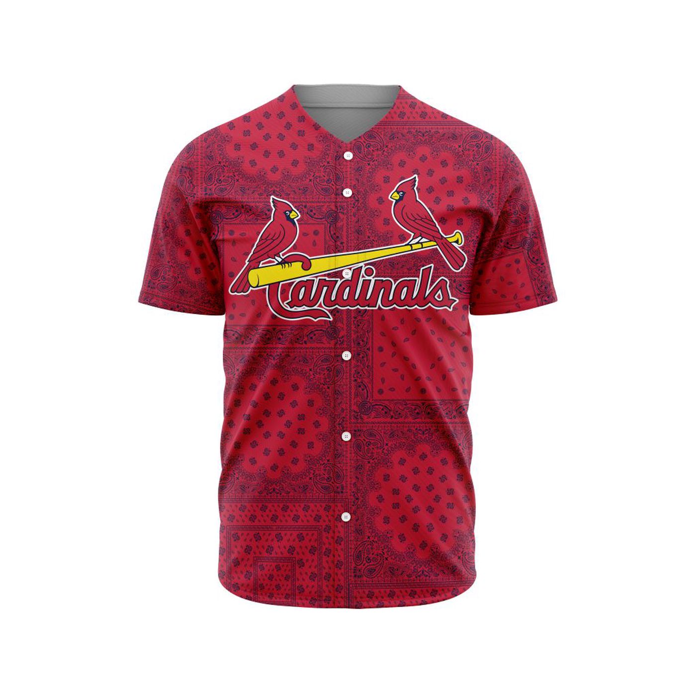 MLB St. Louis Cardinals Special Paisley Design Baseball Jersey Gift for Men Women - Bafud baseball jersey product view 3