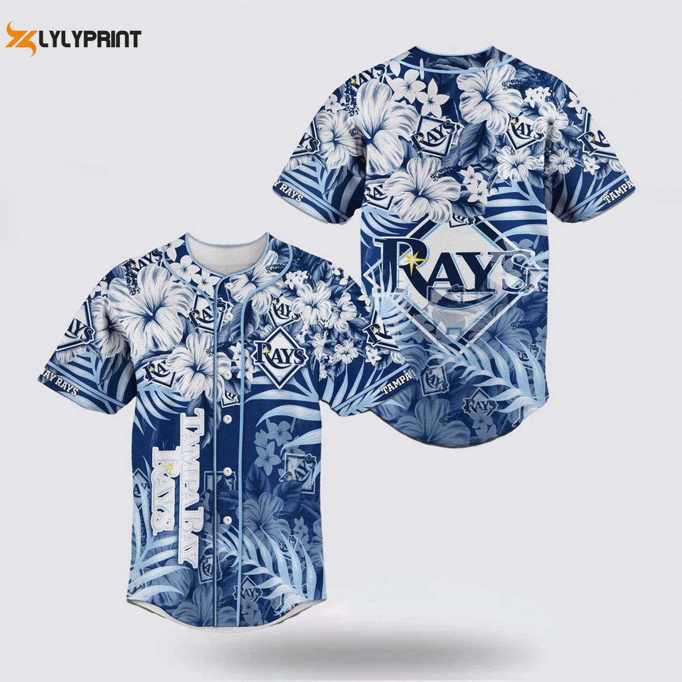 MLB Tampa Bay Rays Flower Jersey: Show Your Team Spirit with this Stylish Baseball Jersey! - lylyprint.com baseball jersey product view 1